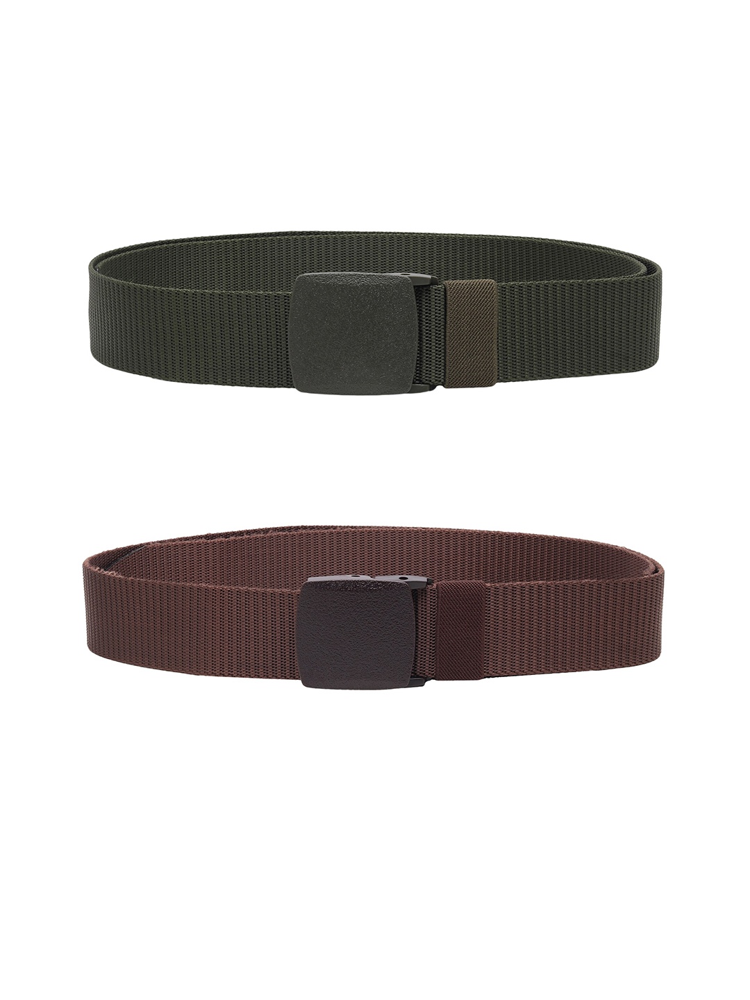 

ZORO Men Pack Of 2 Textured Slider Buckle Belt, Brown