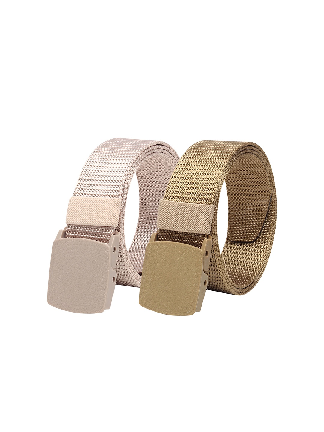 

ZORO Men Pack Of 2 Textured Slider Buckle Belt, Gold