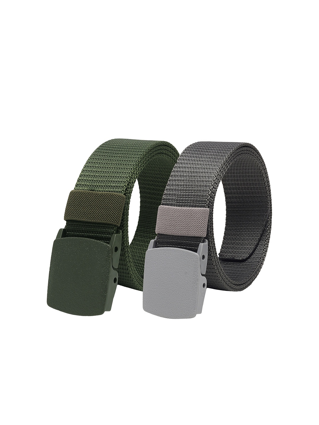 

ZORO Men Pack Of 2 Textured Slider Buckle Belt, Olive