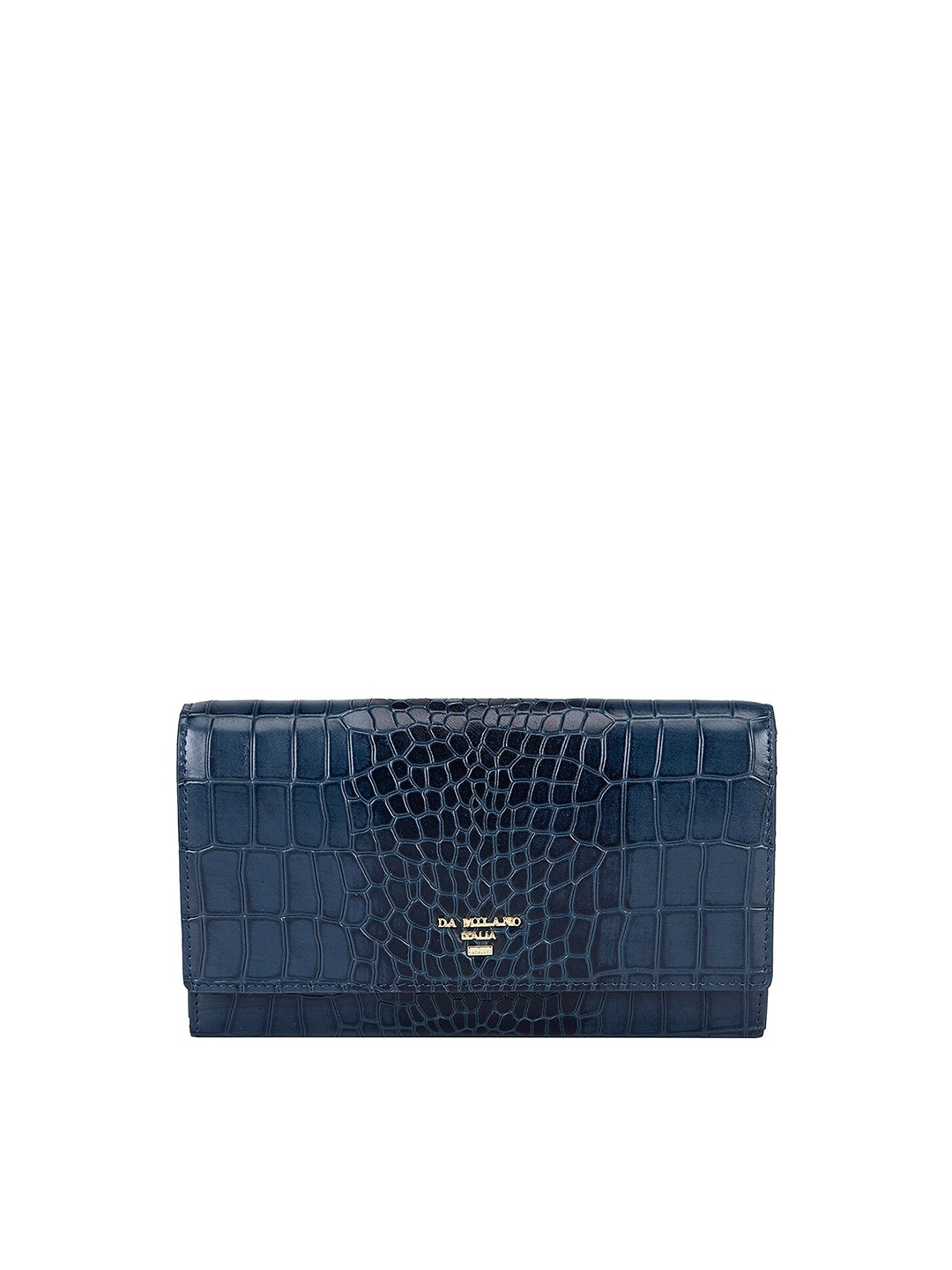 

Da Milano Women Textured Leather Two Fold Wallet, Navy blue