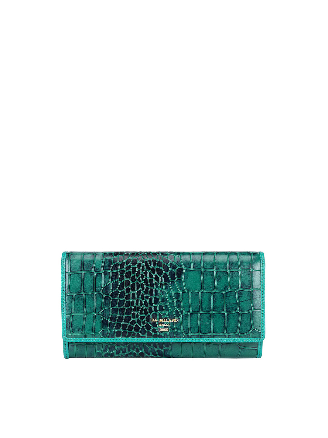 

Da Milano Women Textured Non Detachable Flap Leather Two Fold Wallet, Green