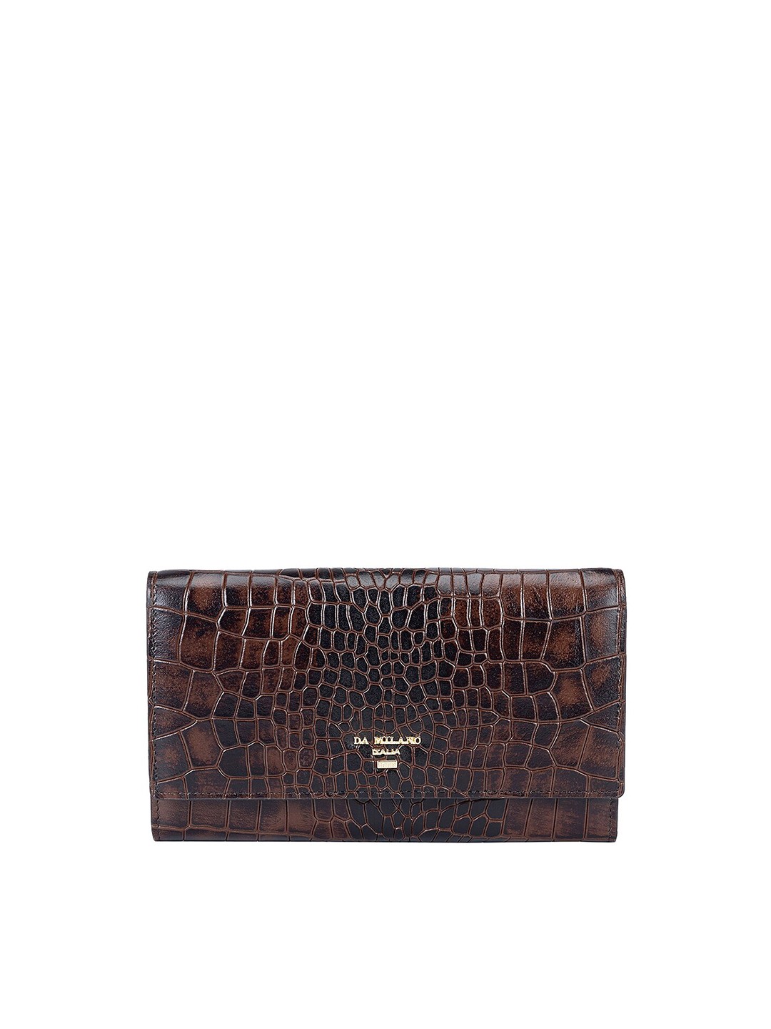 

Da Milano Women Textured Leather Two Fold Wallet, Brown