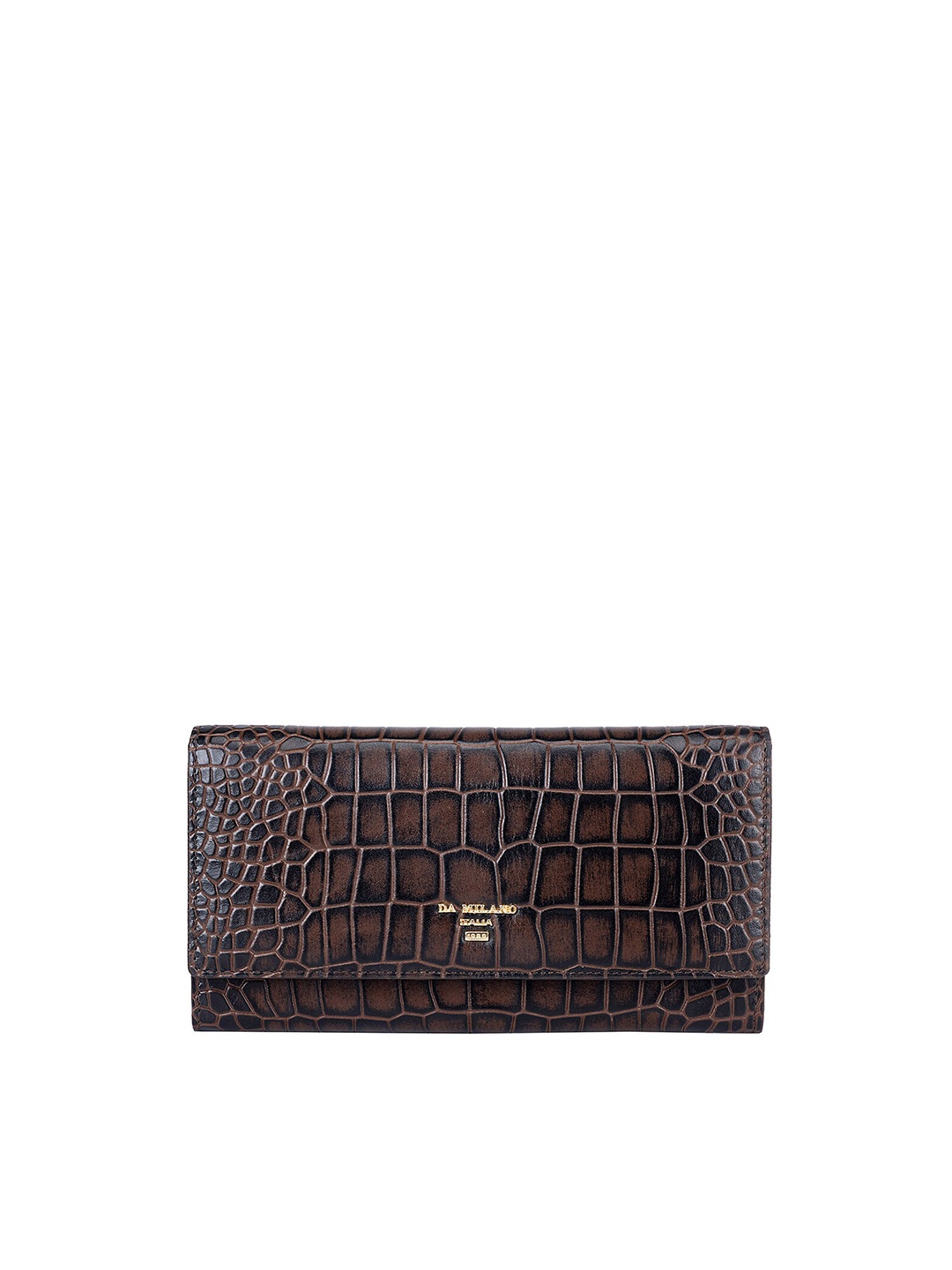 

Da Milano Women Textured Leather Two Fold Wallet, Brown