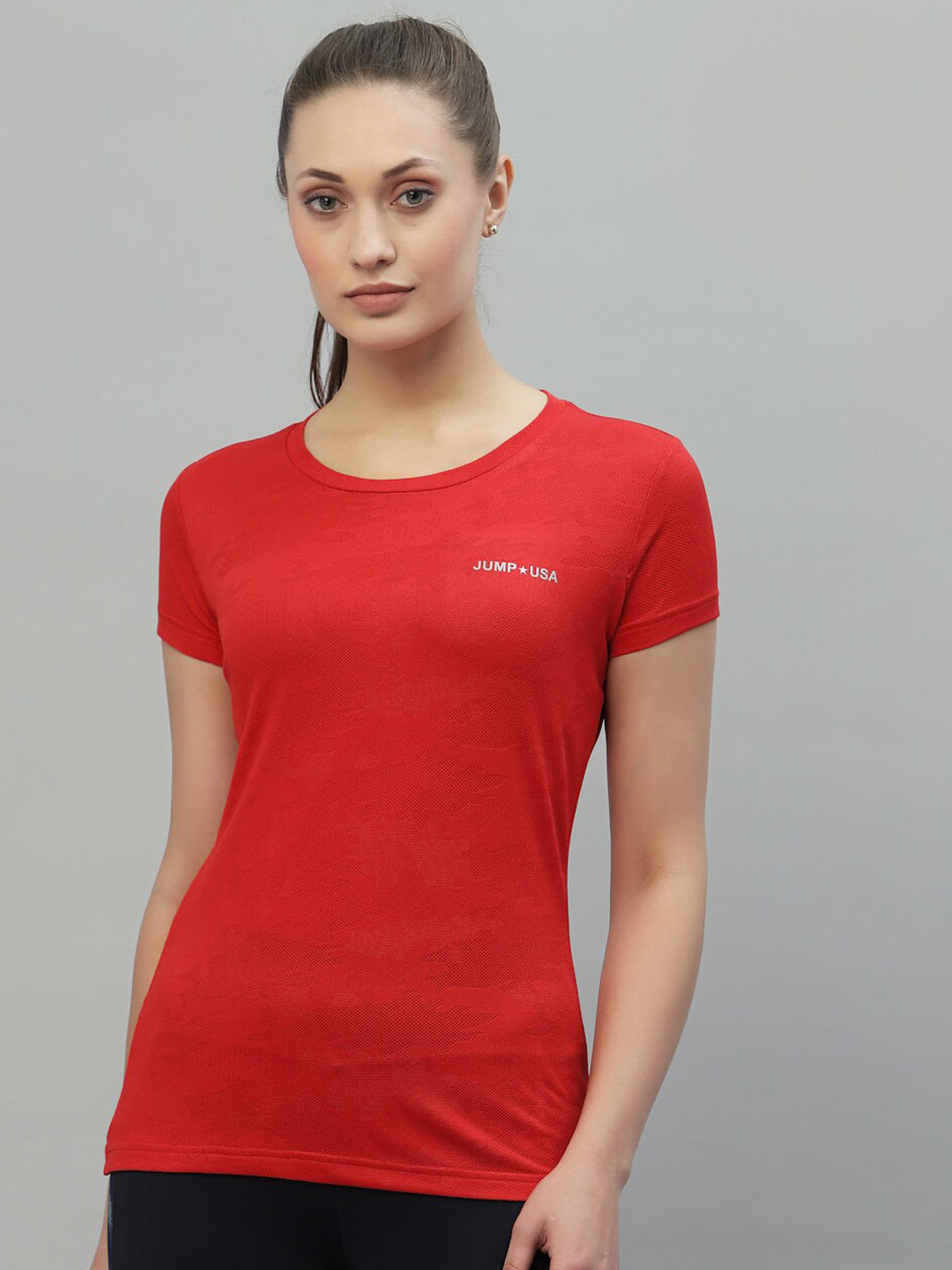 

JUMP USA Round Neck Rapid-Dry T-shirt, Red