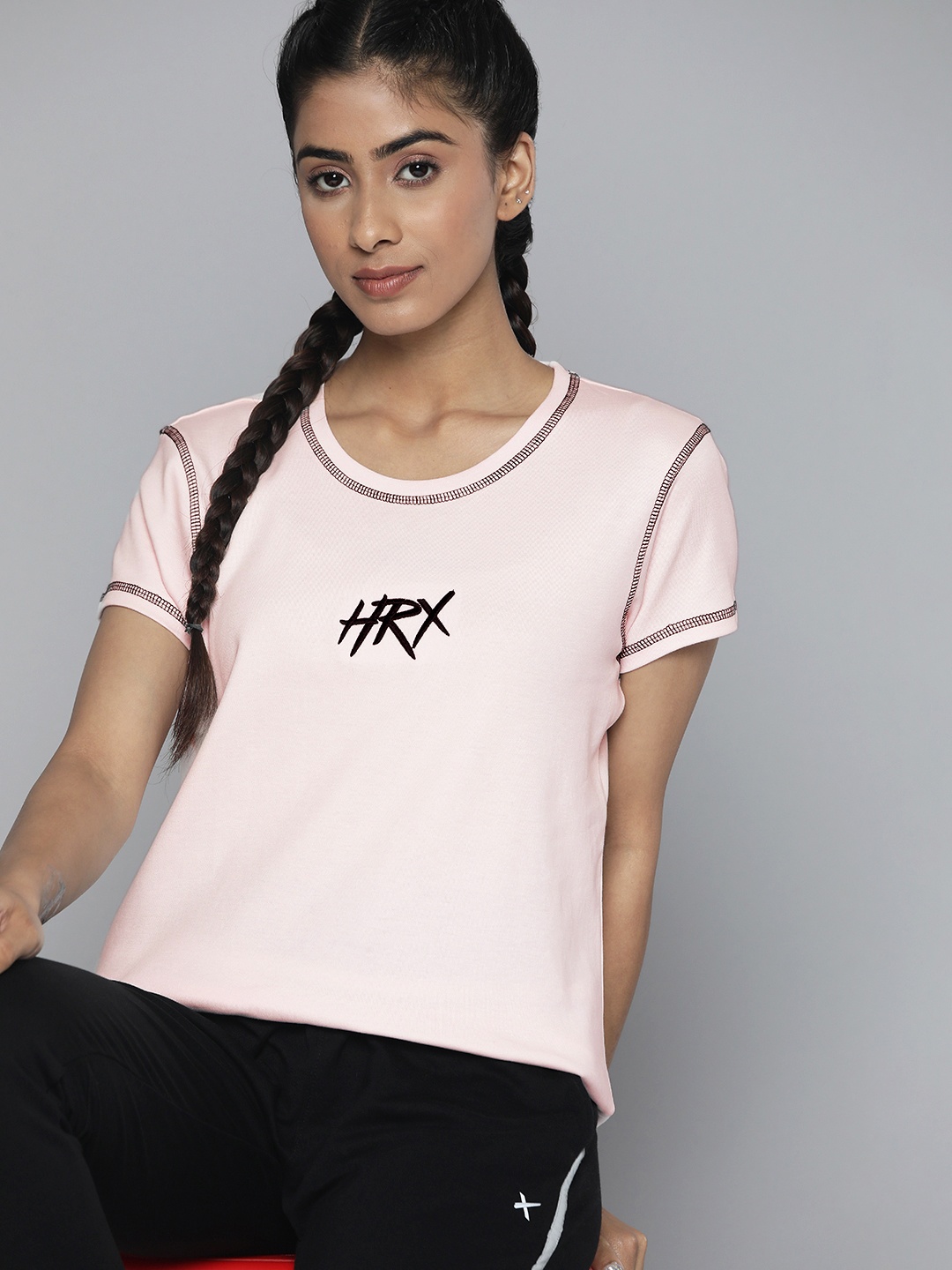 

HRX By Hrithik Roshan Lifestyle Women Quiet tide Bio Wash Brand Carrier Tshirts, Pink