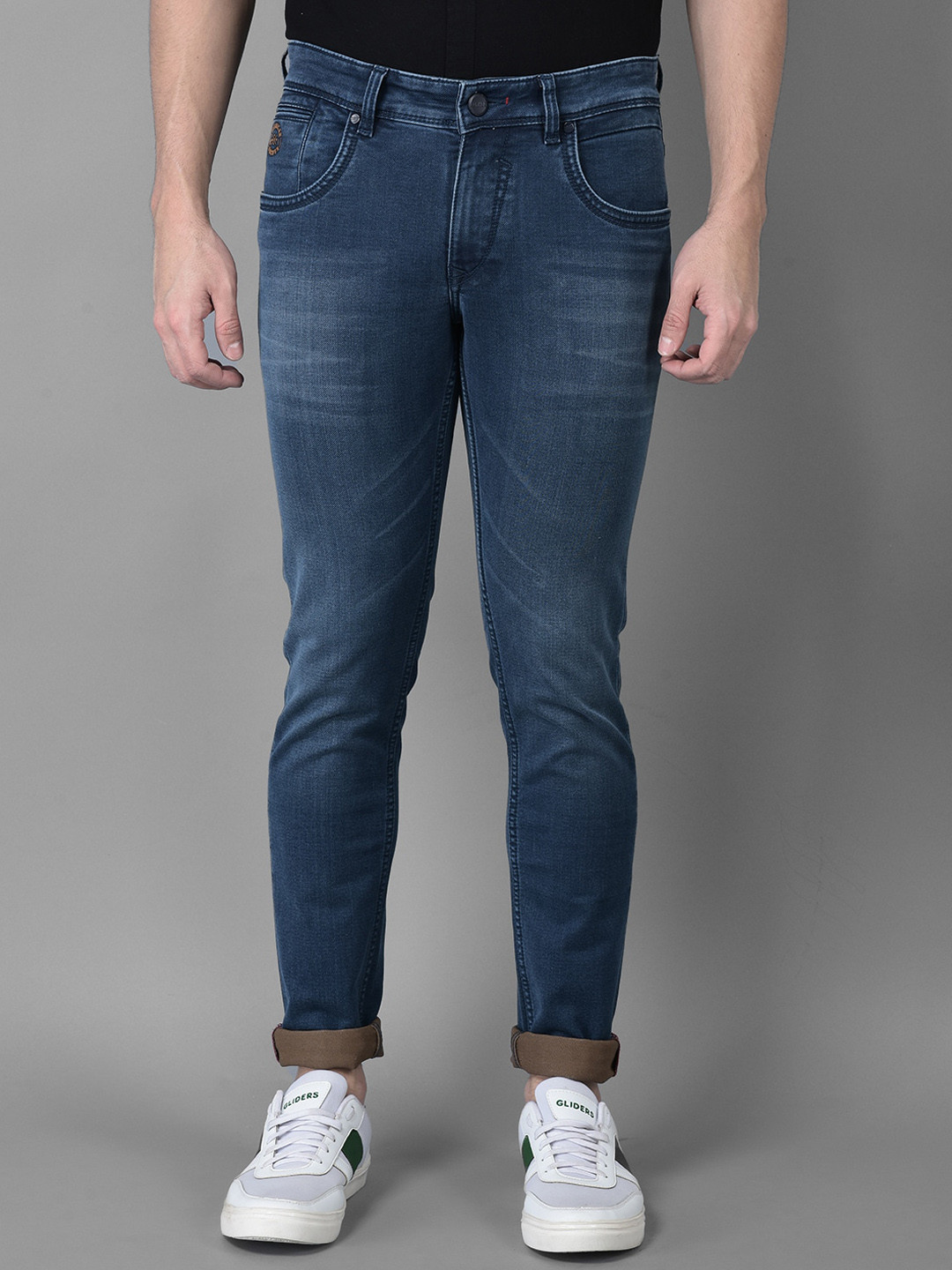 

American Archer Men Smart Skinny Fit Low-Rise Heavy Fade Stretchable Jeans, Blue