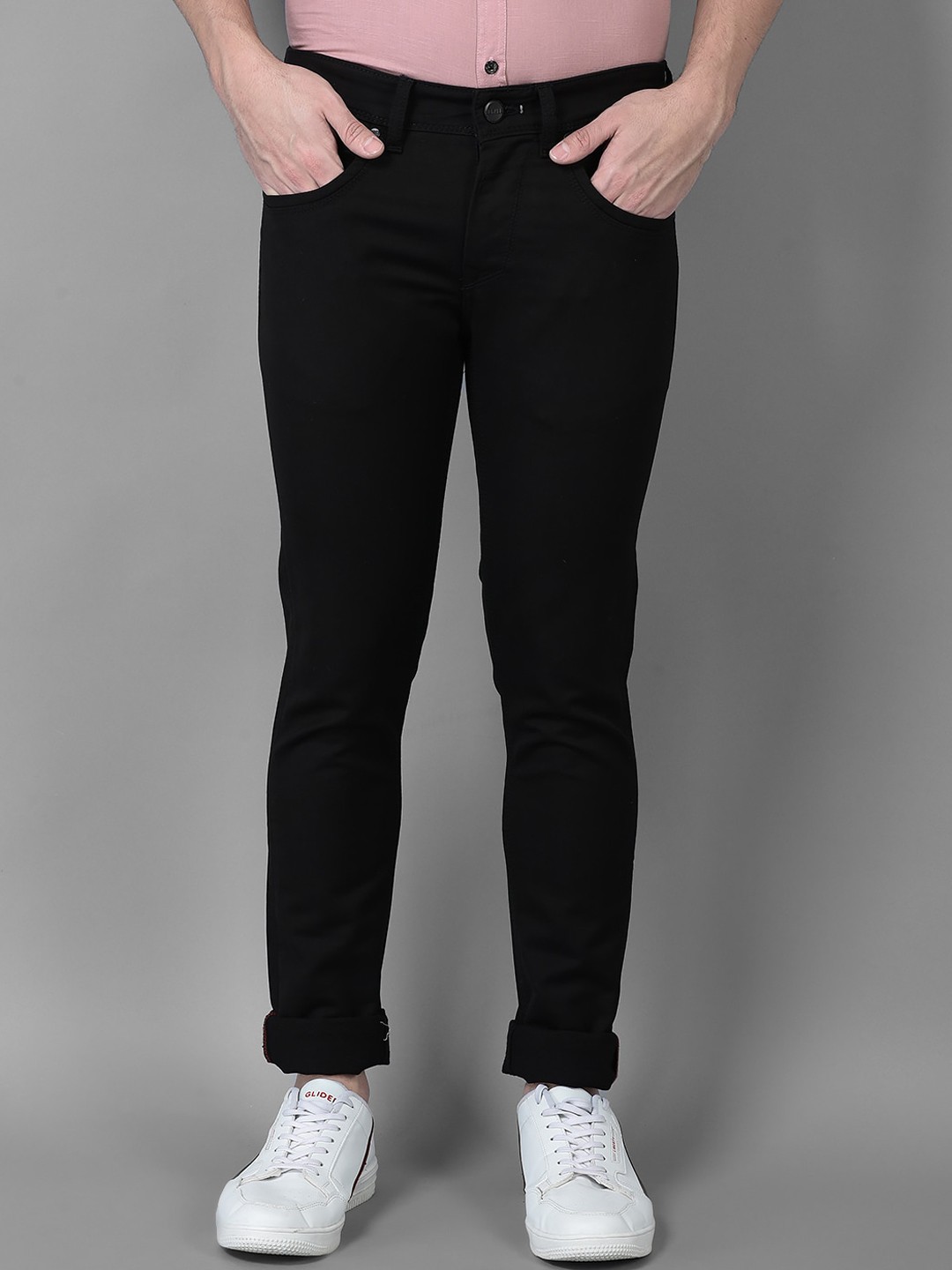 

American Archer Men Smart Skinny Fit Low-Rise Embroidered Stretchable Jeans, Black