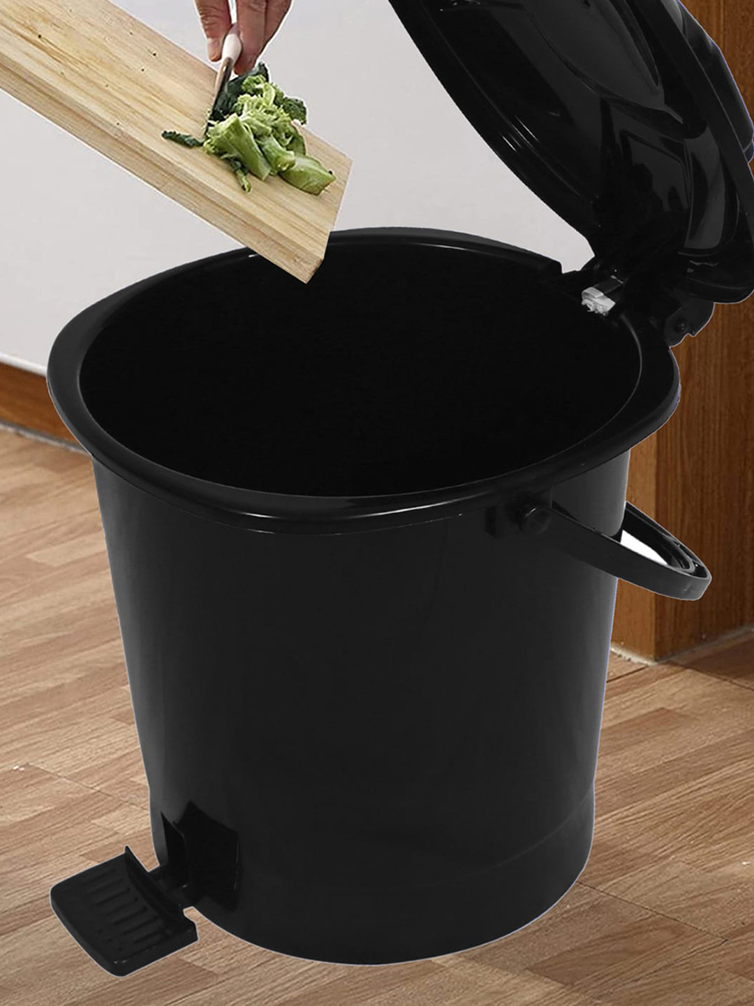 

Kuber Industries 2 Pieces Black Durable Pedal Dustbins With Handle 10 L Each