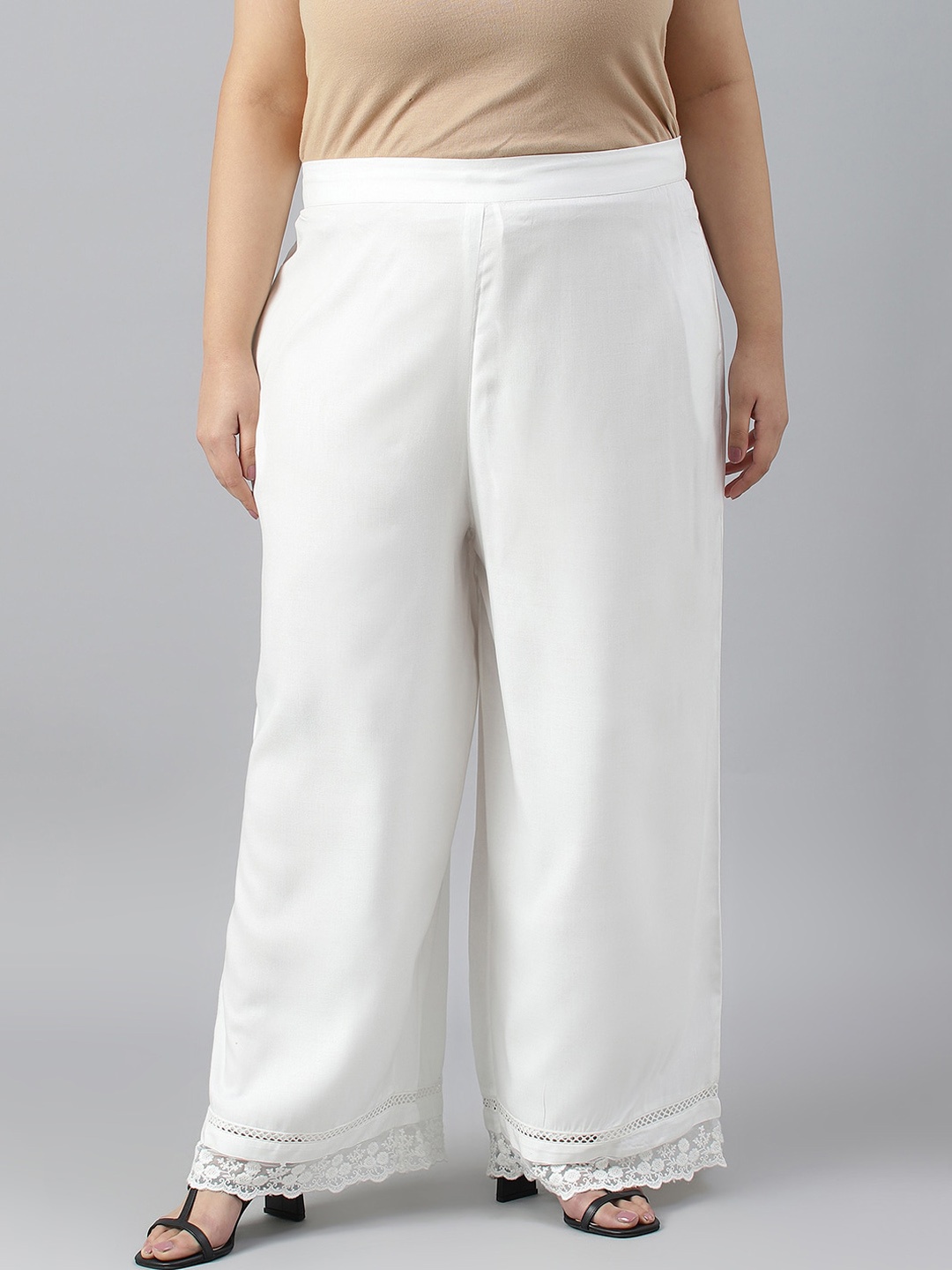 

W Women Mid Rise Parallel Trousers, White