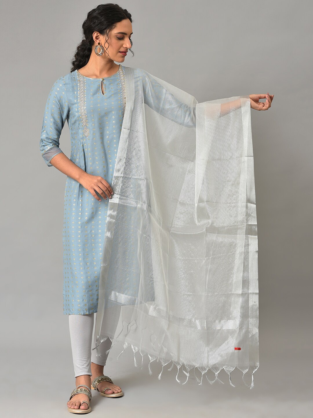 

W Organza Dupatta with Zari, White