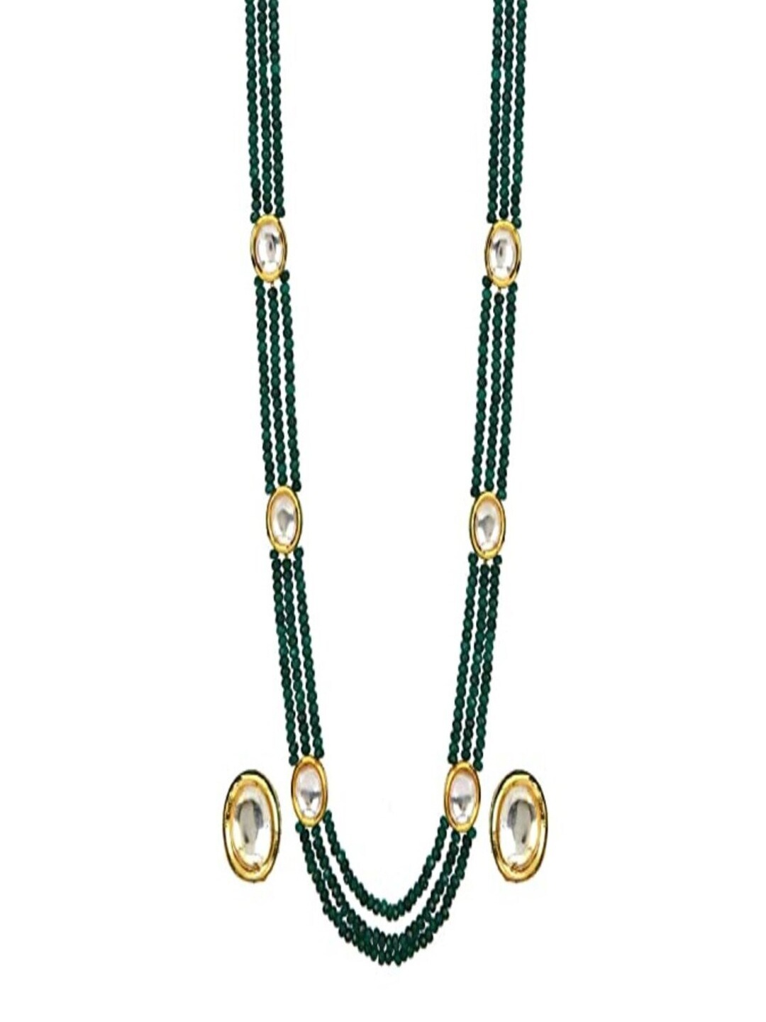 

Runjhun Gold-Plated Kundan-Studded Layered Jewellery Set
