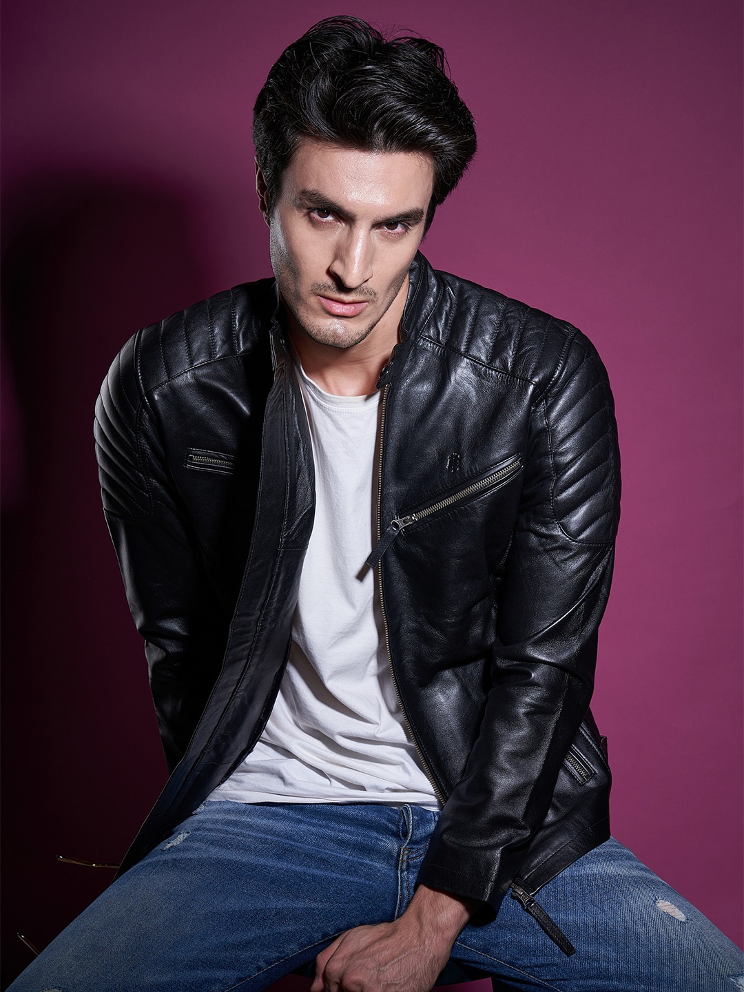 

Tortoise Men Leather Biker Jacket, Black