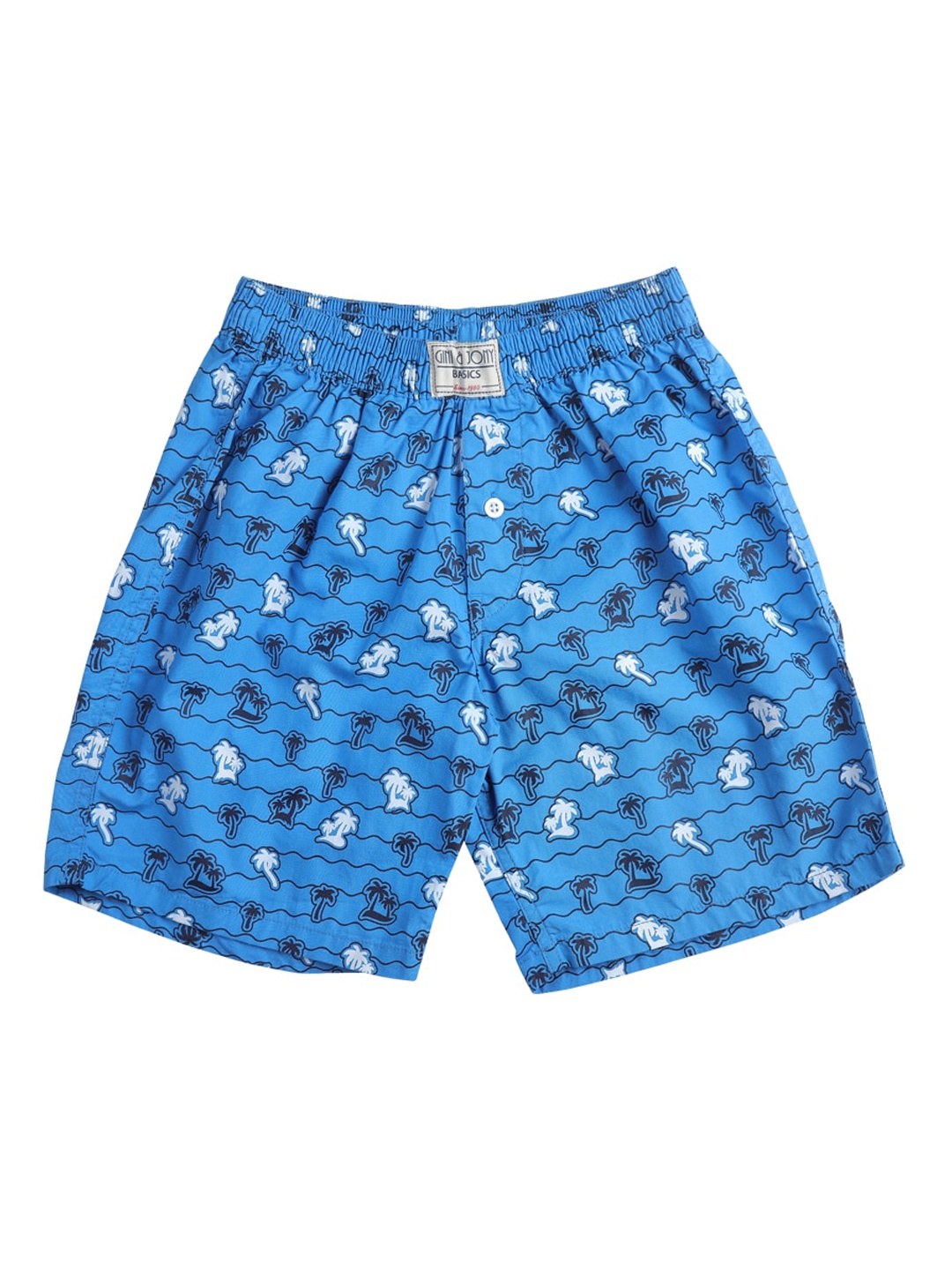 

Gini and Jony Boys Printed Cotton Shorts, Blue