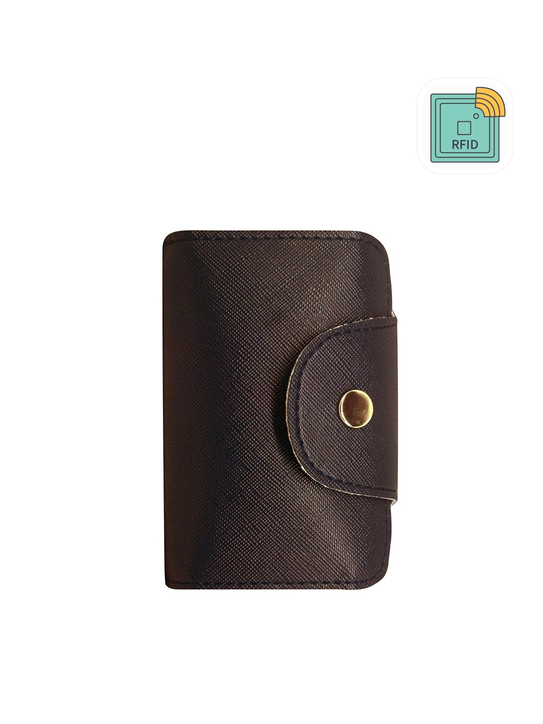 

GREEN DRAGONFLY Textured RFID Protected Protected Card Holder, Coffee brown