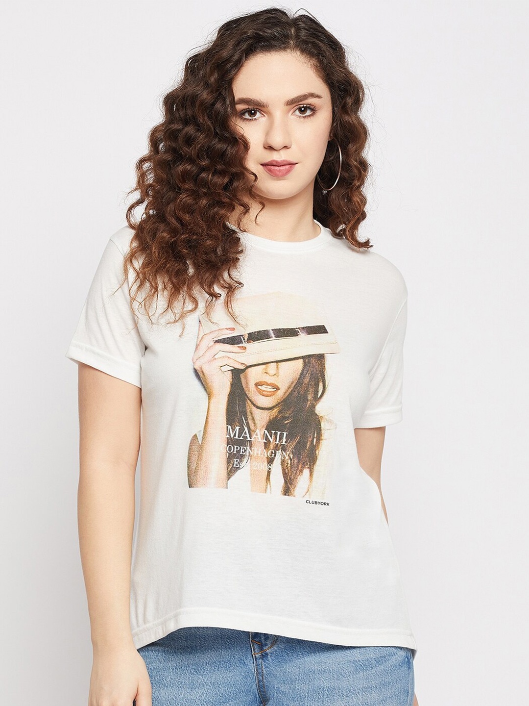 

Club York Graphic Printed Cotton T-shirt, White