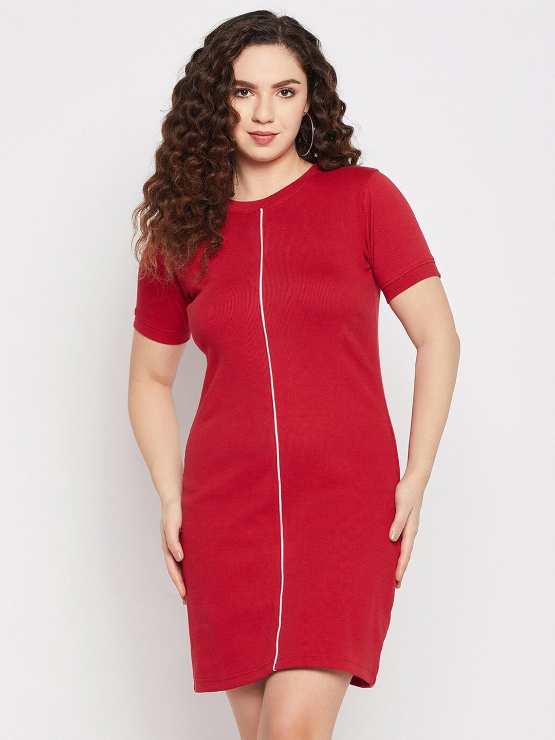 

Club York Round Neck Sheath Dress, Red