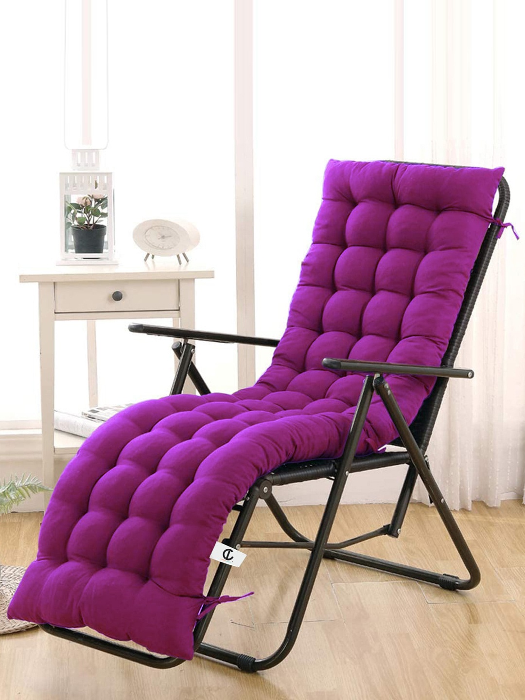 

CURIOUS LIFESTYLE Purple Self Design Cotton Microfiber Super Comfy Quilted Rocking Chair Cushion Back Seat Pad