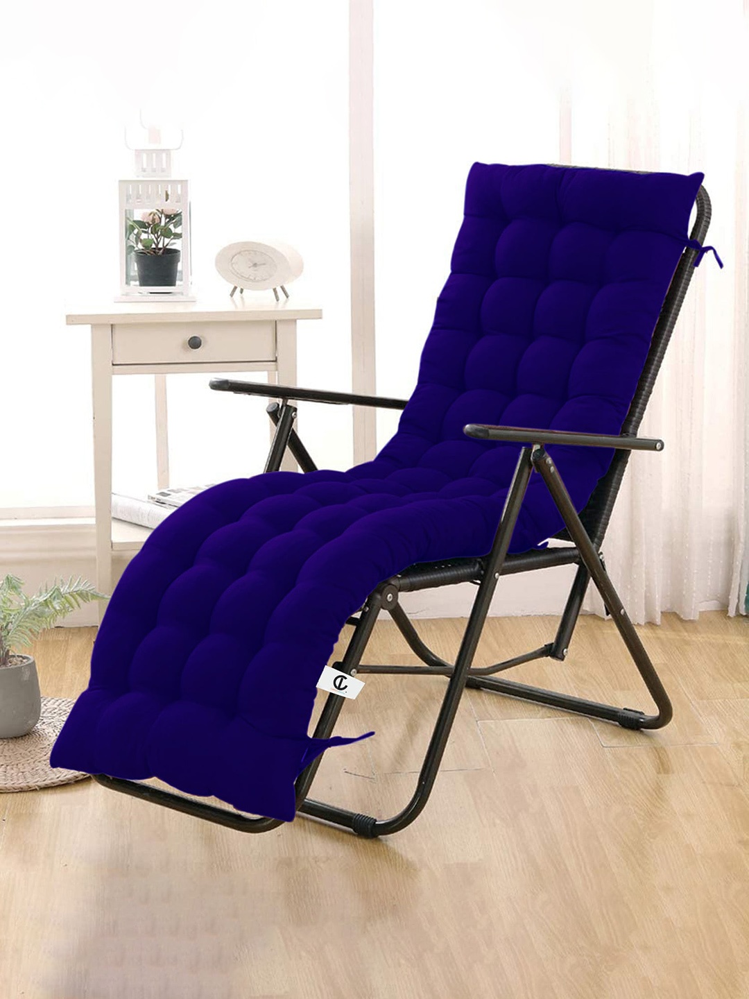 

CURIOUS LIFESTYLE Blue Self Design Cotton Microfibre Super Comfy Quilted Rocking Chair Cushion Back Seat Pad