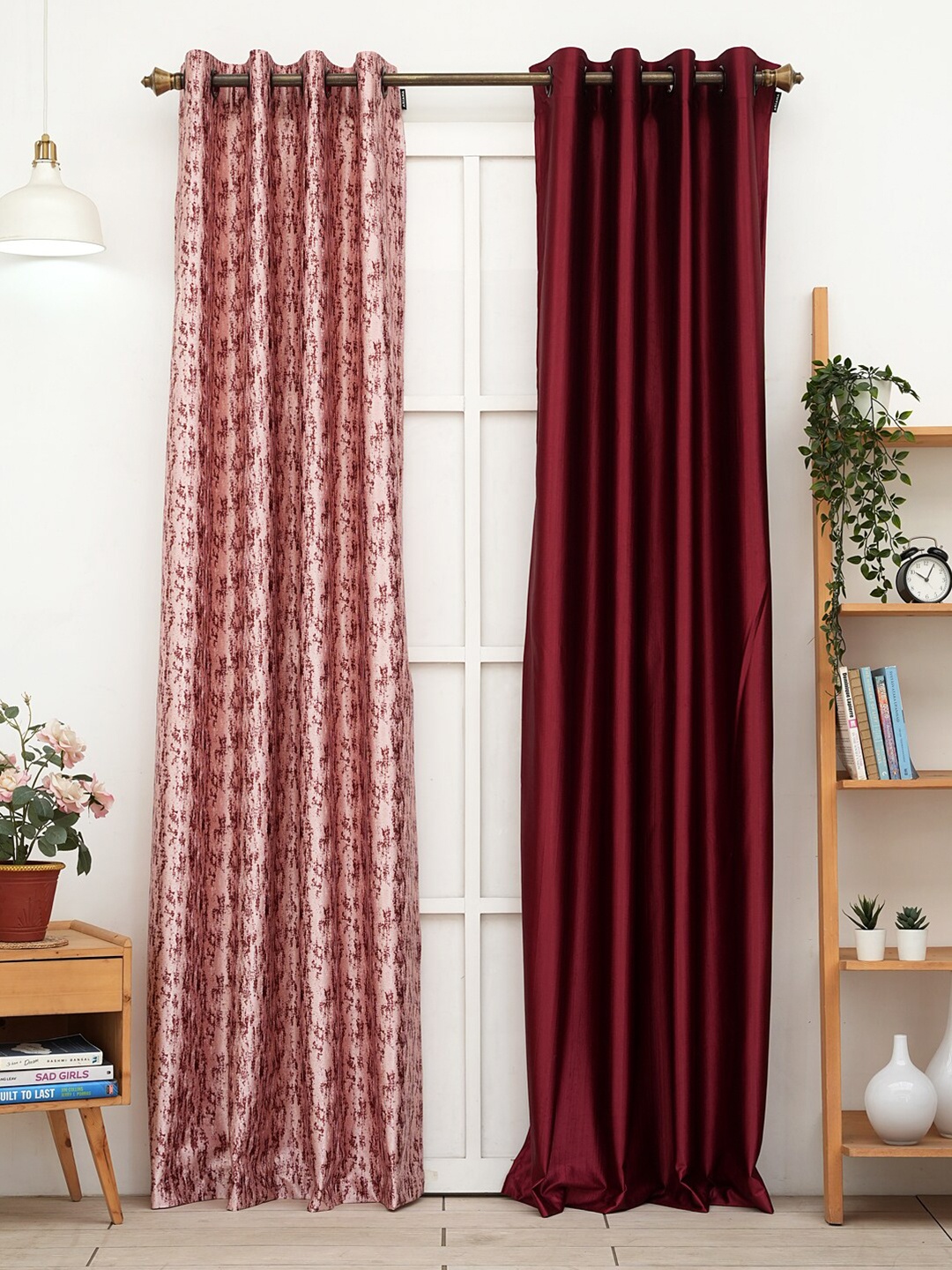 

Ariana Maroon & Peach 2 Pieces Abstract Printed Door Curtains