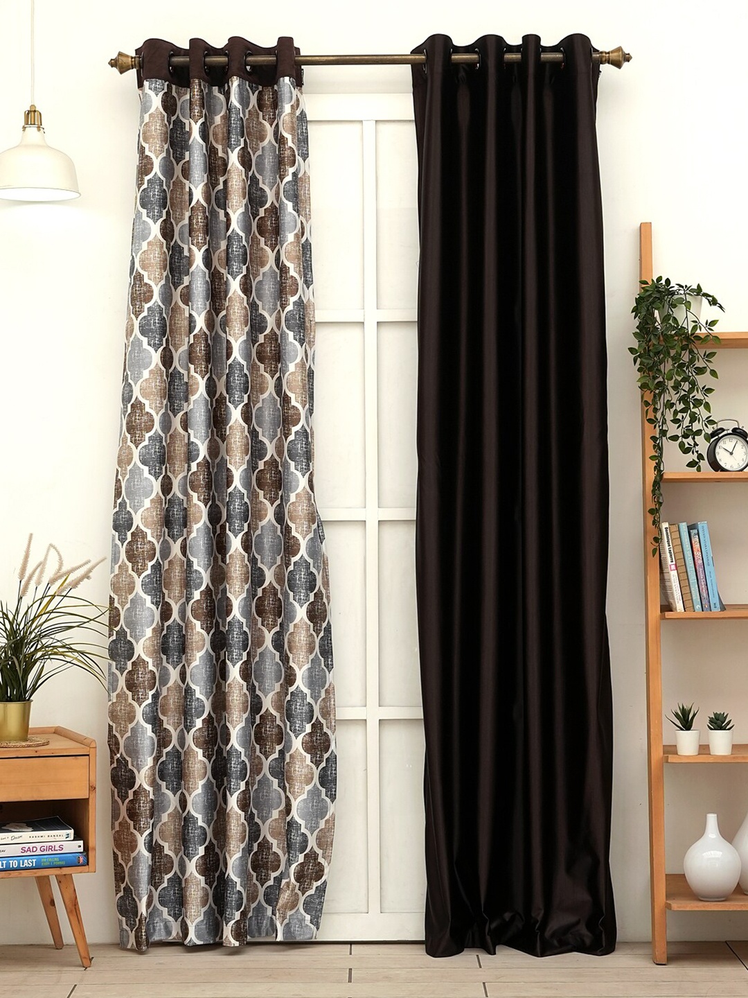 

Ariana Brown & Grey 2 Pieces Geometric Printed Long Door Curtain