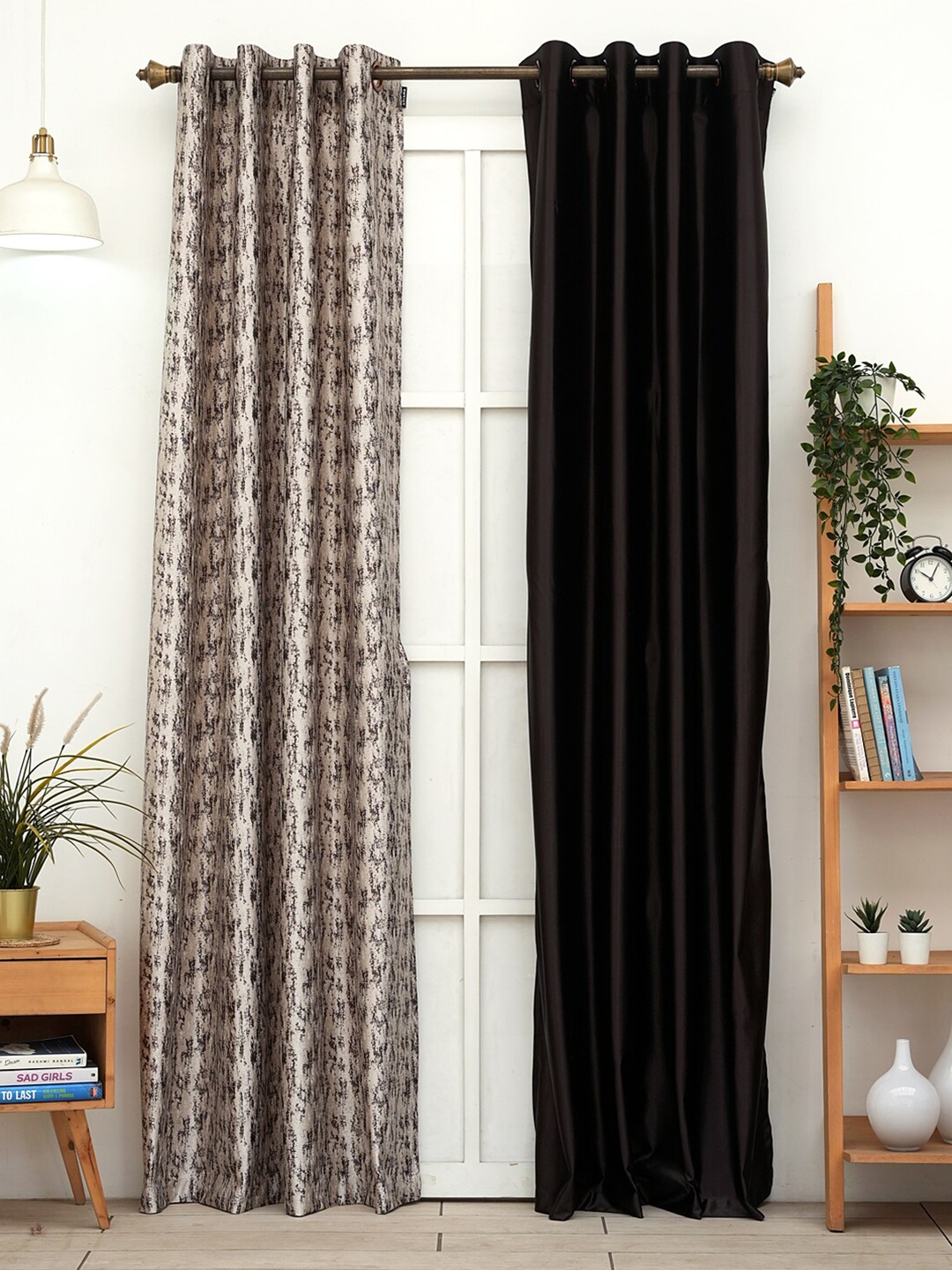 

Ariana Brown & Cream 2 Pieces Abstract Printed Long Door Curtains