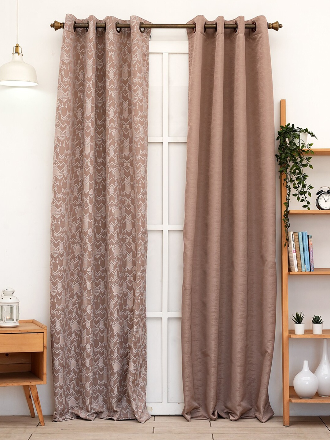 

Ariana Beige & White 2 Pieces Geometric Printed Door Curtains