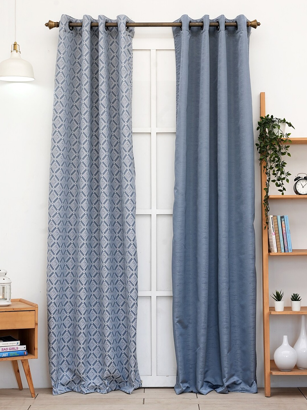 

Ariana Grey & Cream 2 Pieces Geometric Long Door Curtain