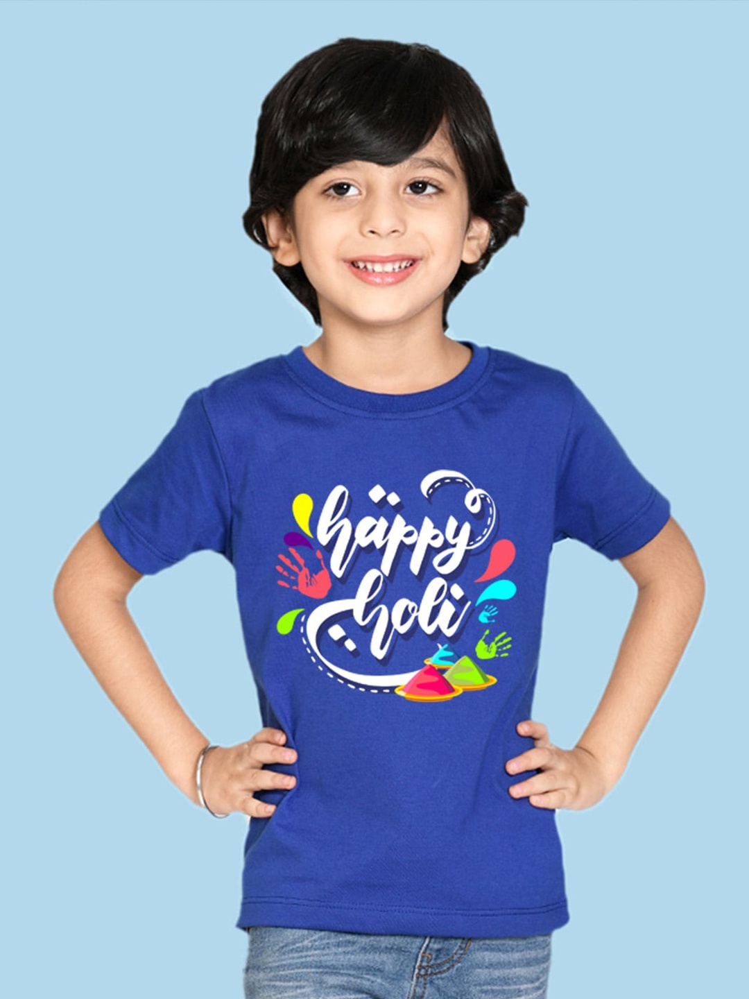 

NUSYL Boys Typography Printed Cotton T-shirt, Blue