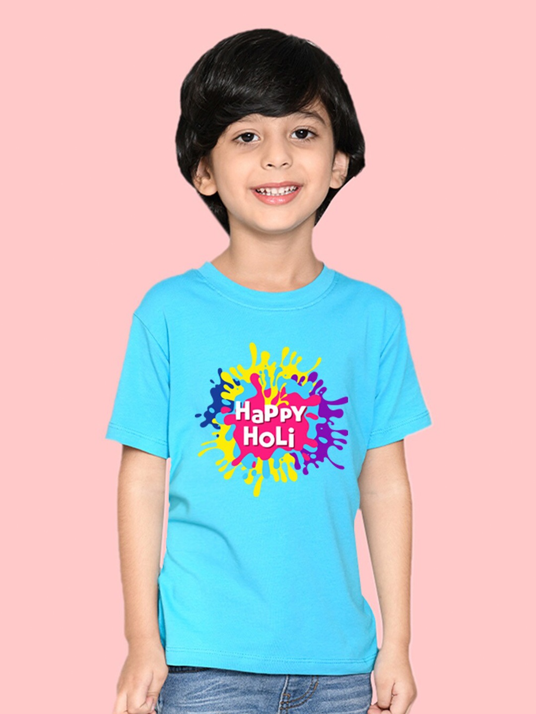 

NUSYL Boys Holi Printed Cotton T-shirt, Blue