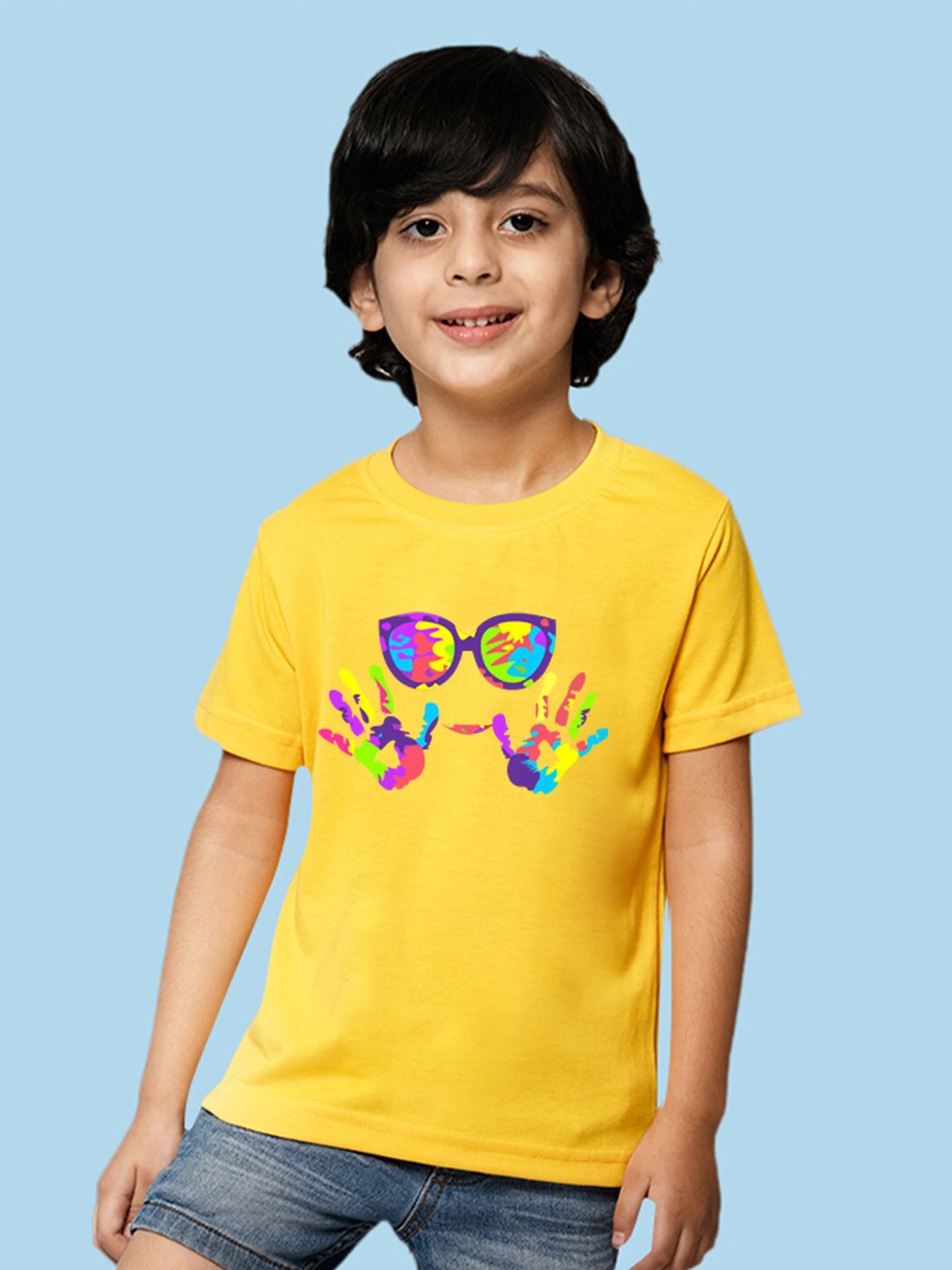 

NUSYL Boys Holi Printed T-shirt, Yellow