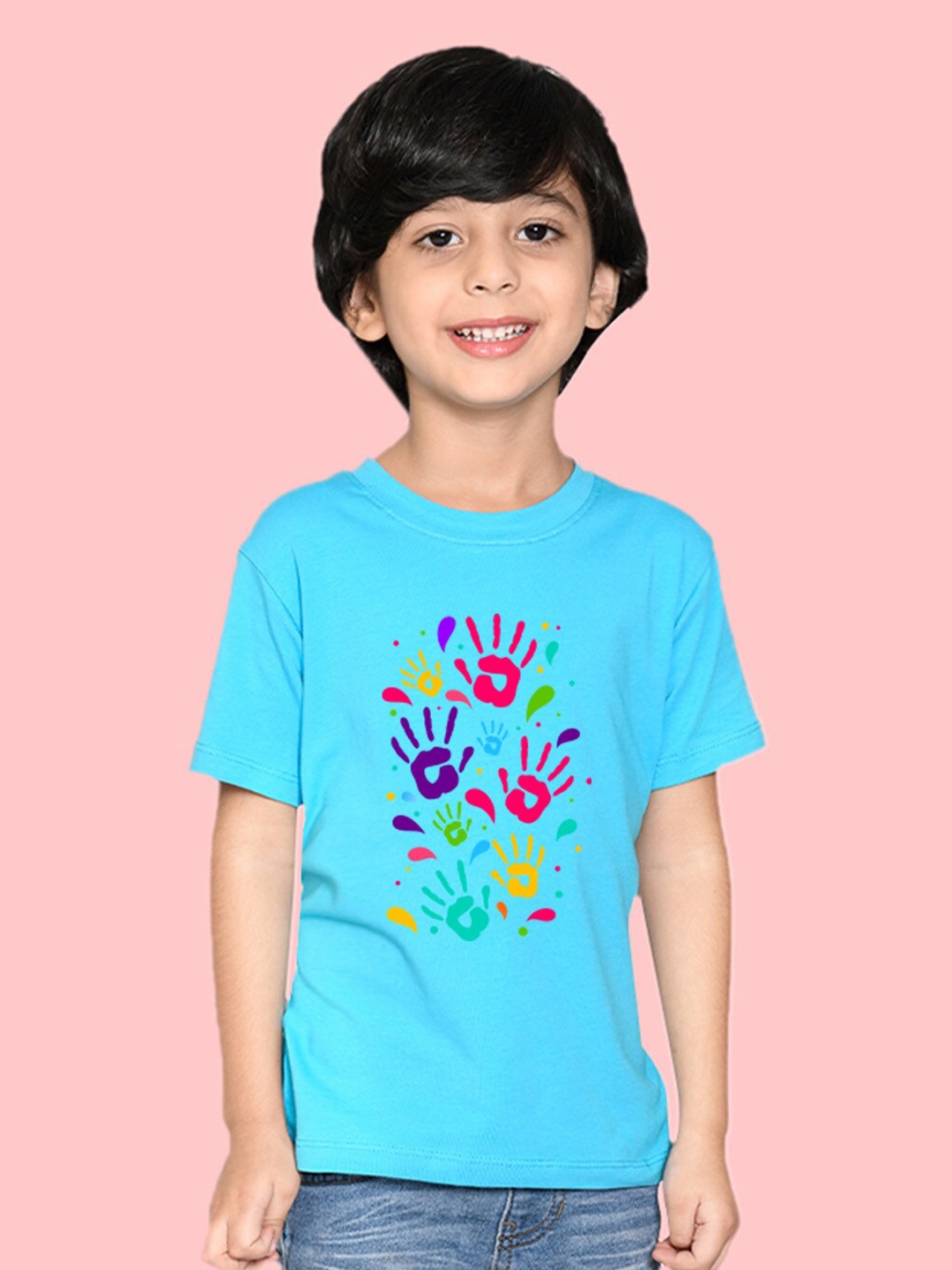 

NUSYL Boys Conversational Printed Holi T-shirt, Blue