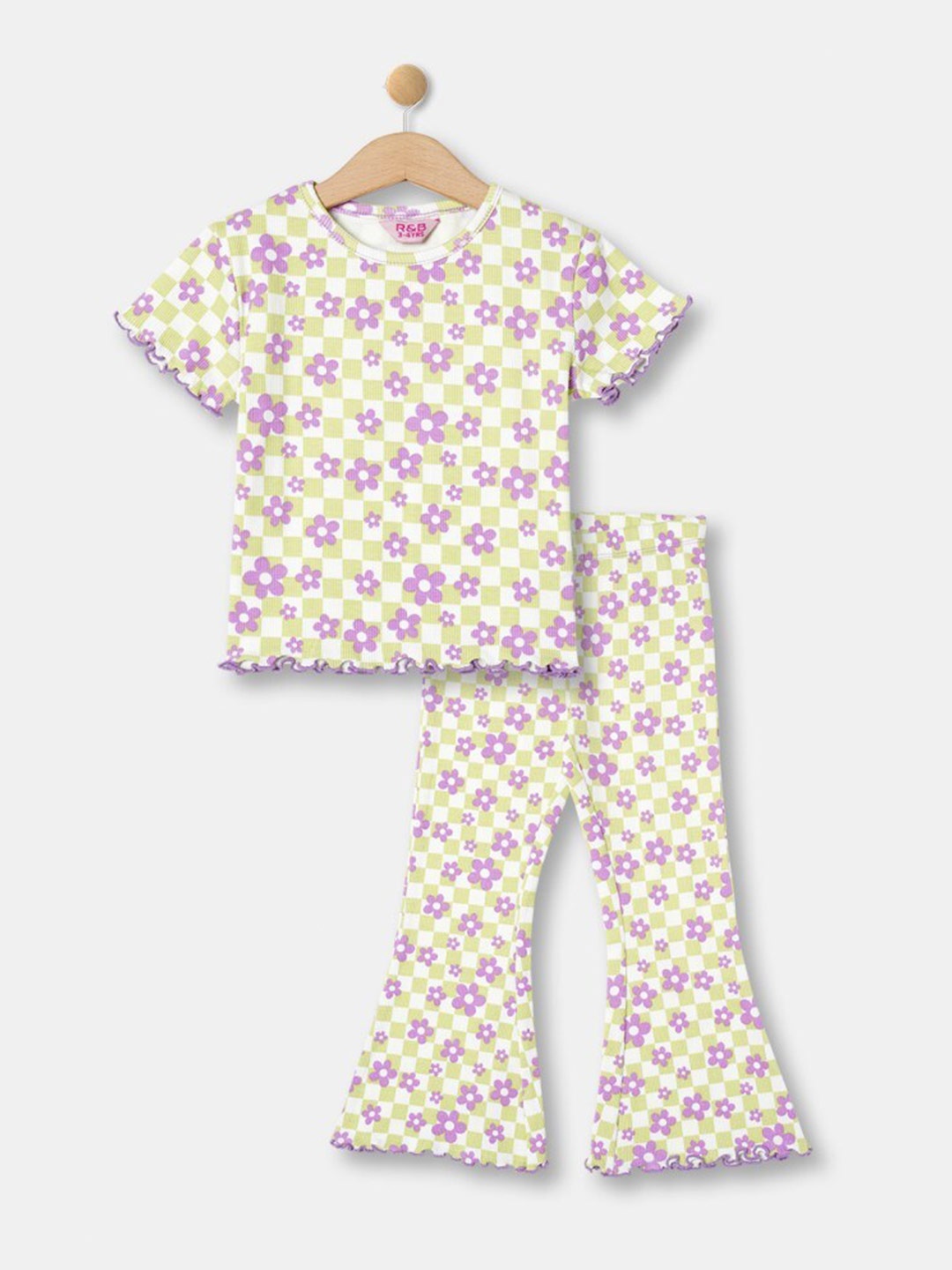 

R&B Girls Cotton T-shirt with Trousers, White