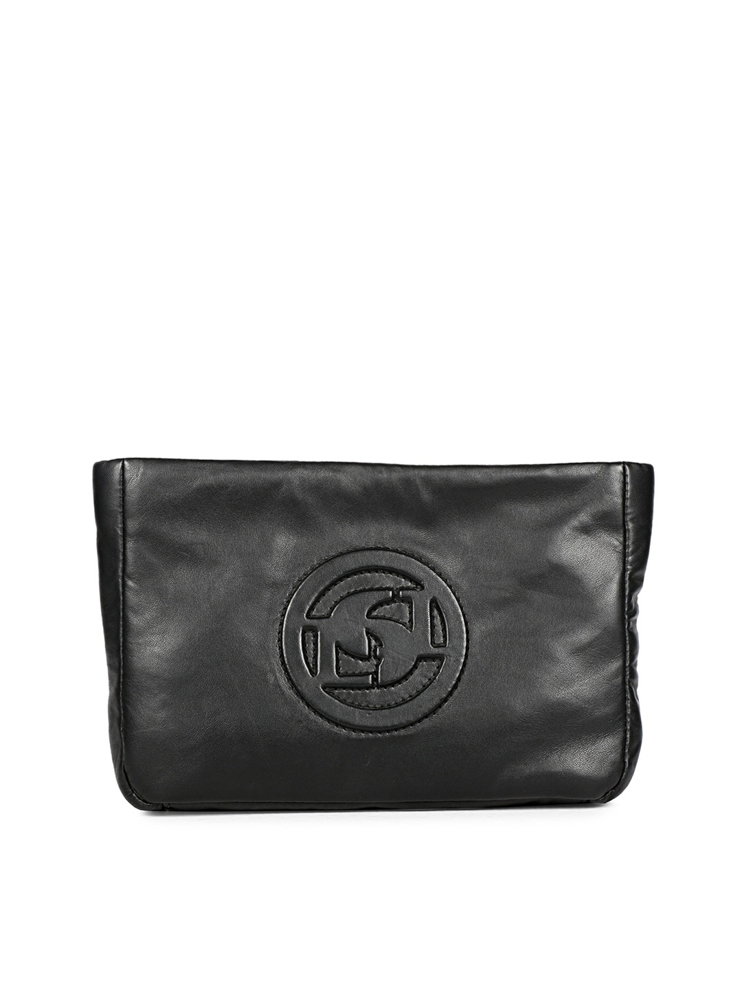 

Saint G Textured Leather Pouch, Black