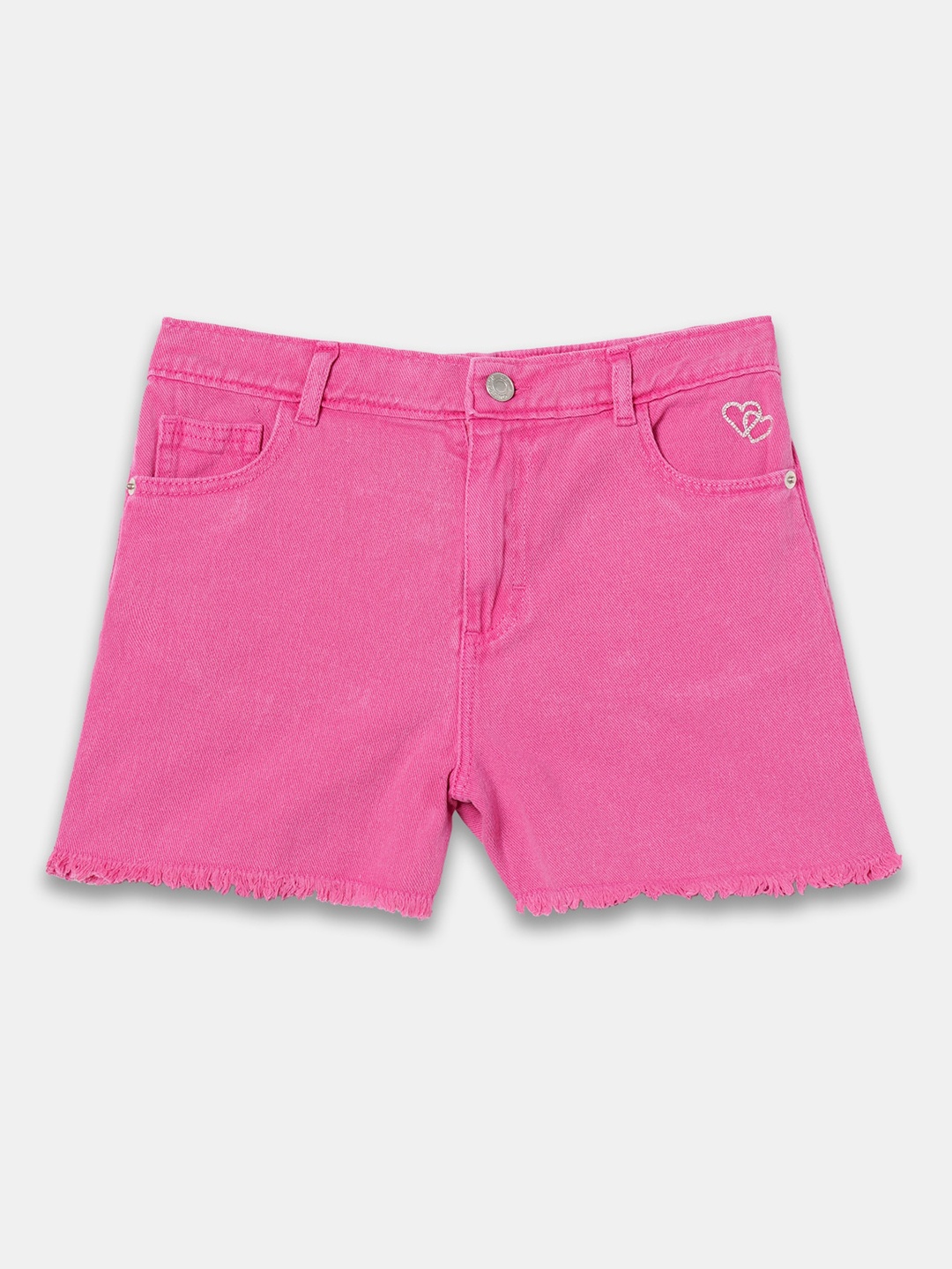 

R&B Girls Cotton Denim Shorts, Pink