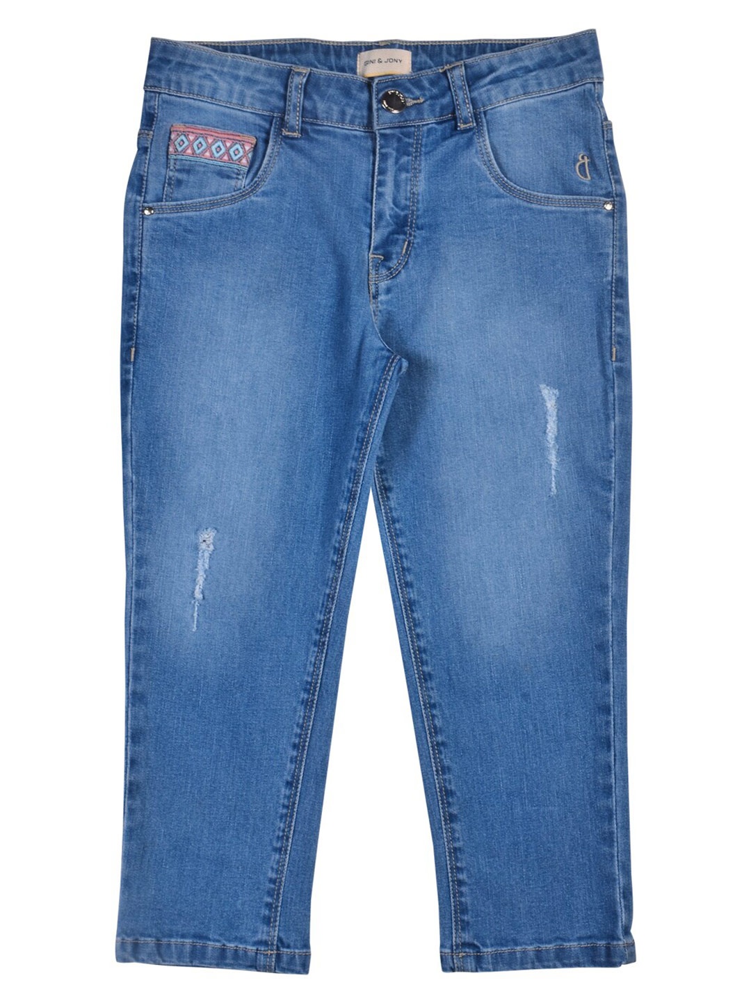 

Gini and Jony Girls Mid-Rise Medium Shade Cotton Jeans, Blue