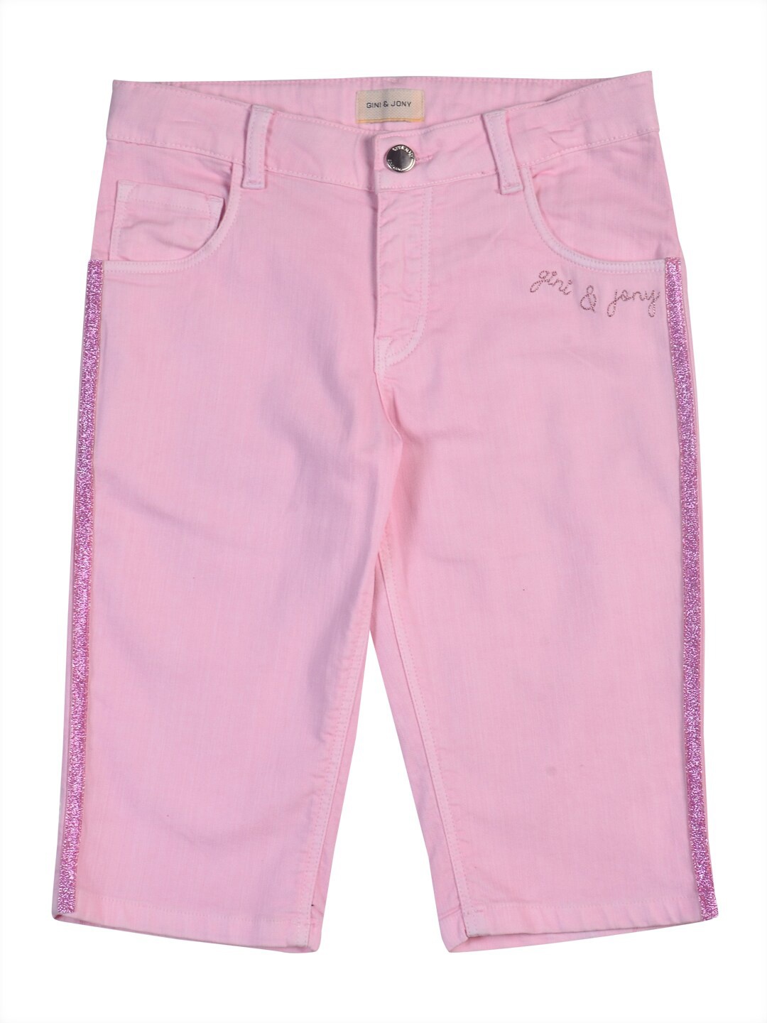 

Gini and Jony Infant Girls Regular Fit Cotton Mid-Rise Capris, Pink