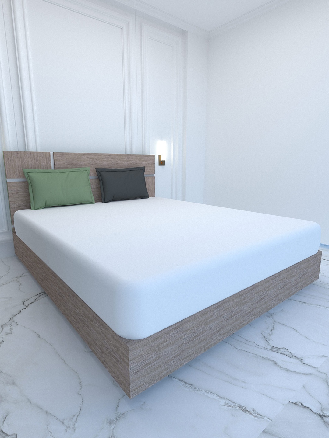 

Pure Decor Luxury White & Green 400 TC Pure Cotton Super King Bedsheet & 2 Pillow Covers