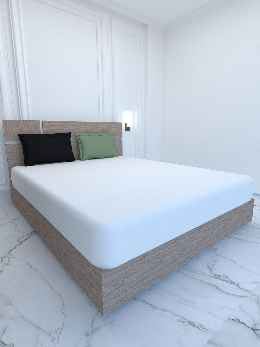 

Pure Decor Luxury White & Green 400 TC Pure Cotton Super King Bedsheet & 2 Pillow Covers