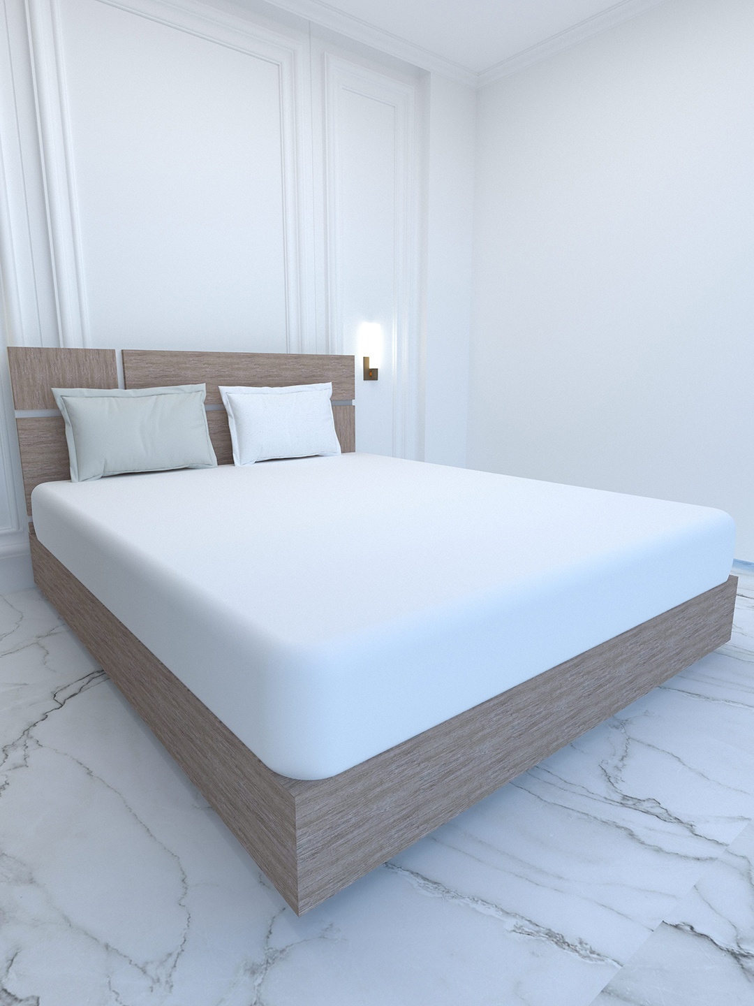 

Pure Decor Luxury White & Grey 400 TC Pure Cotton Super King Bedsheet With 2 Pillow Covers