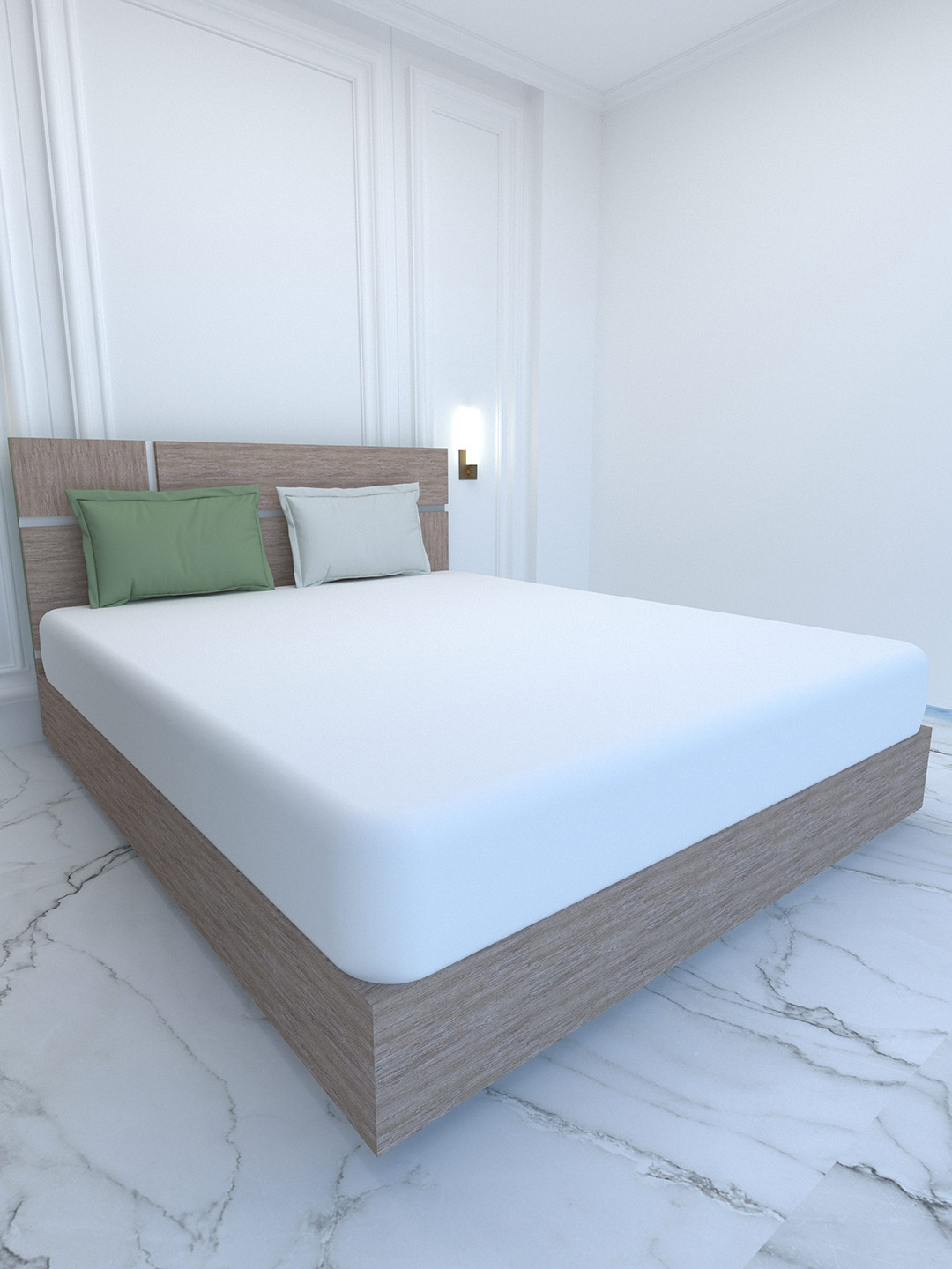 

Pure Decor Palace White & Green 400 TC Pure Cotton Super King Bedsheet & 2 Pillow Covers