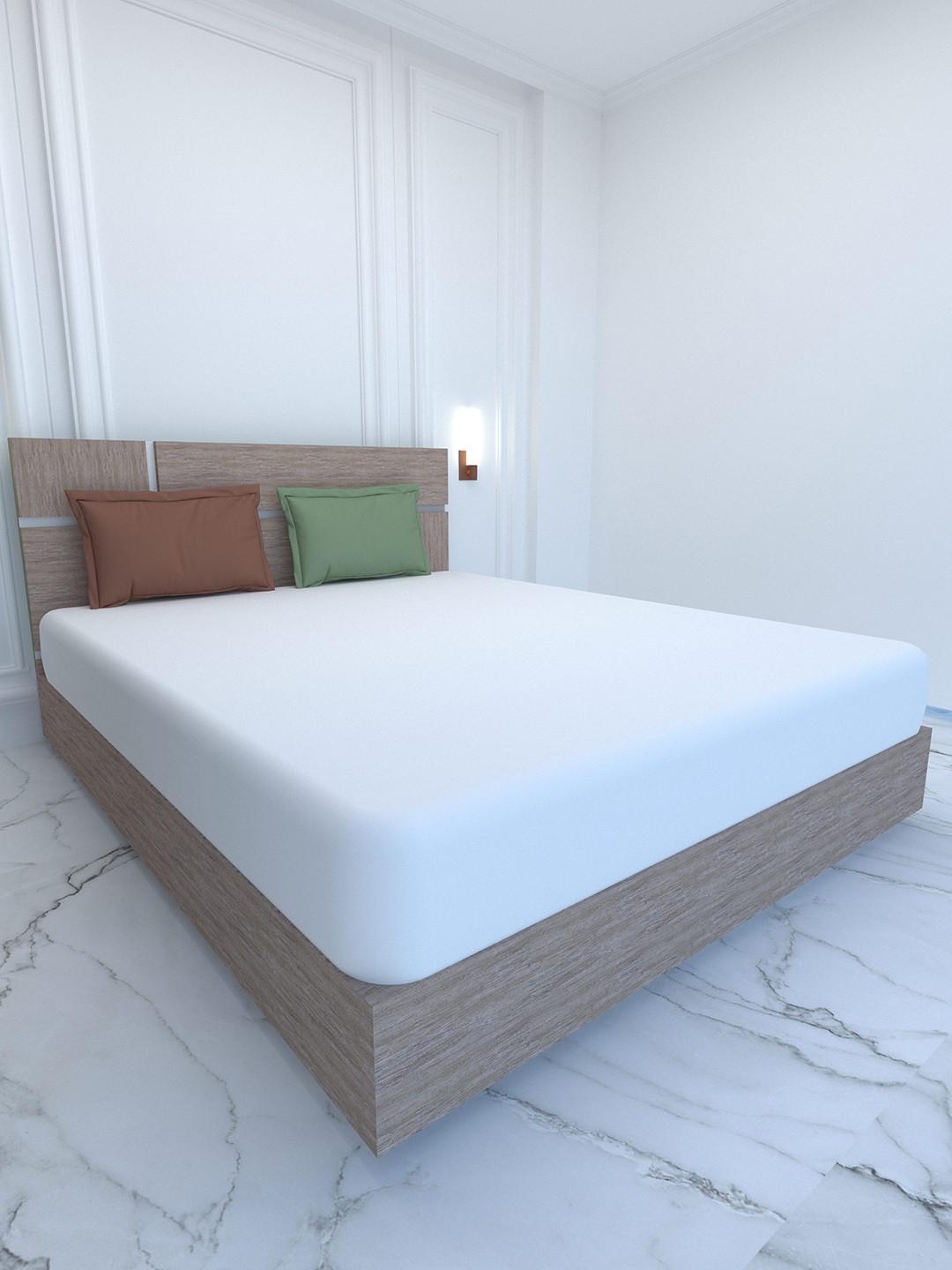 

Pure Decor Palace White & Green 400 TC Pure Cotton Super King Bedsheet & 2 Pillow Covers