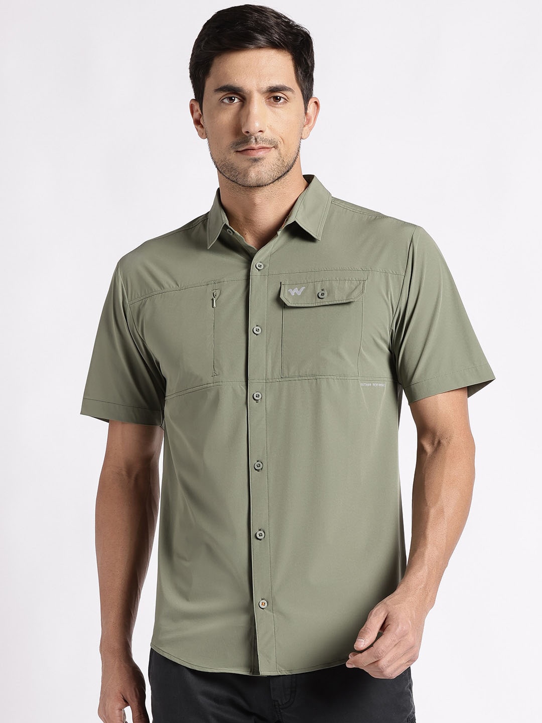 

Wildcraft Comfort Spread Collar Casual Shirt, Olive