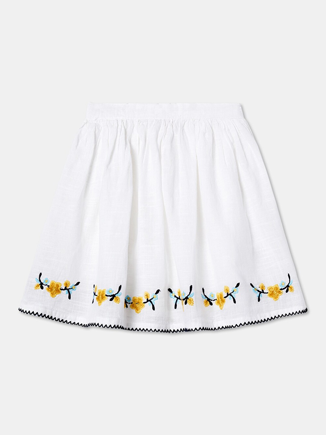 

R&B Girls Floral Printed Flared Slip-On Skirt, White