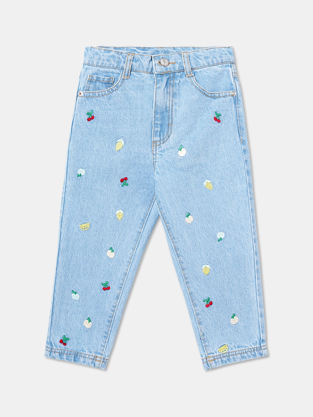 

R&B Girls Mid Rise Regular Fit Cotton Jeans, Blue