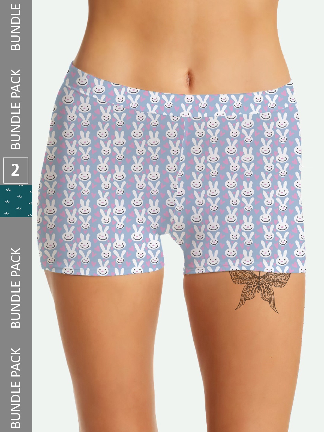 

Mezmoda Women Pack of 2 Printed Ultra Soft Breathable Premium Boy Shorts, Green