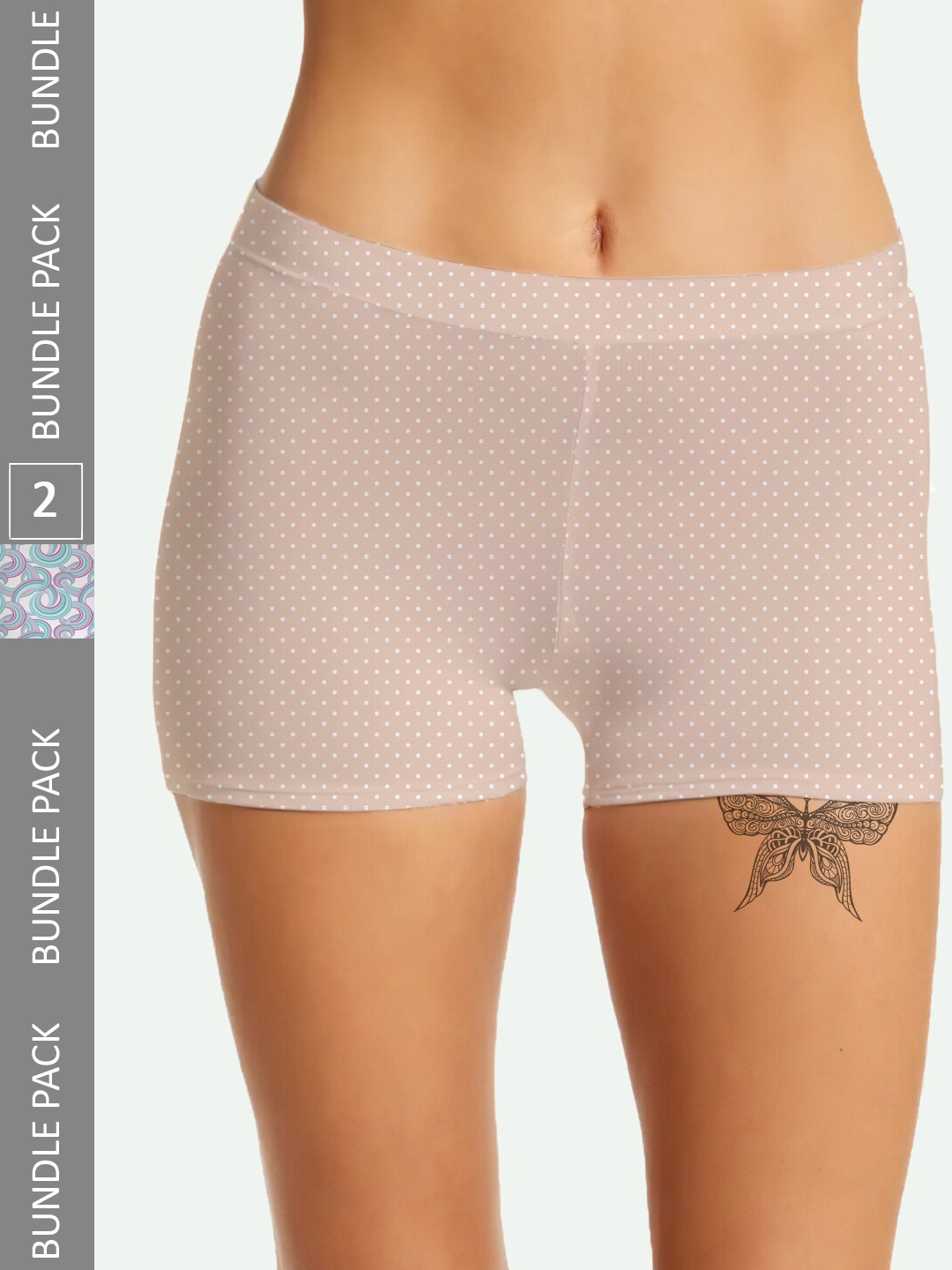 

mezmoda Women Pack Of 2 Printed Anti-Bacterial Boxer-Style Briefs, Pink