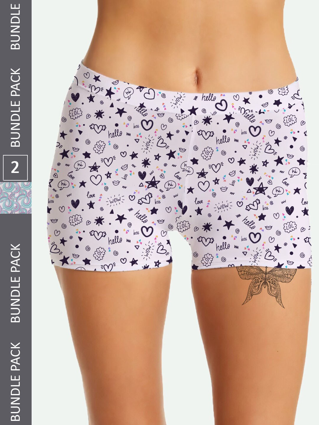 

mezmoda Women Pack Of 2 Printed Hipster Briefs, White