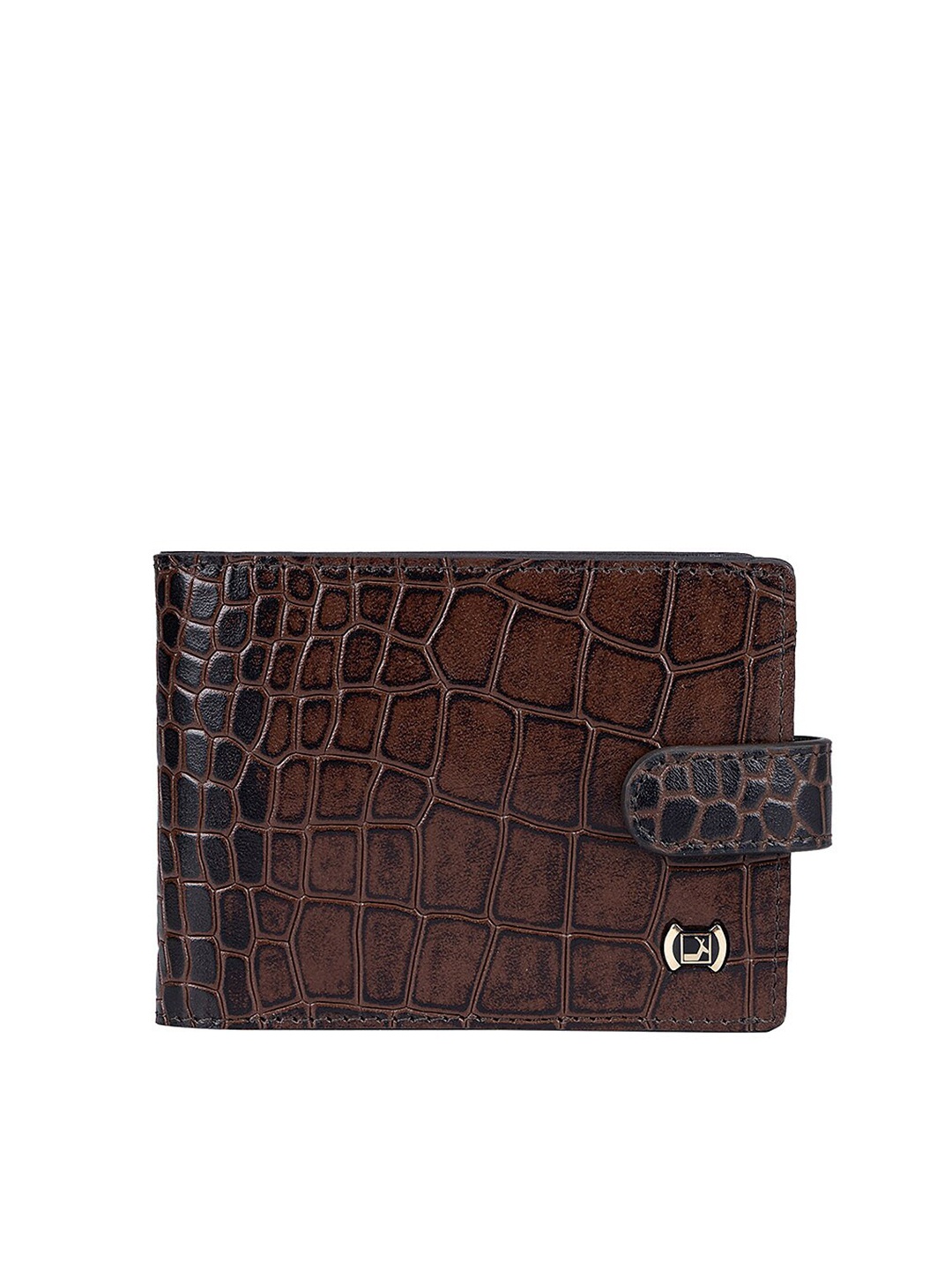 

Da Milano Geometric Textured Leather Two Fold Wallet, Brown