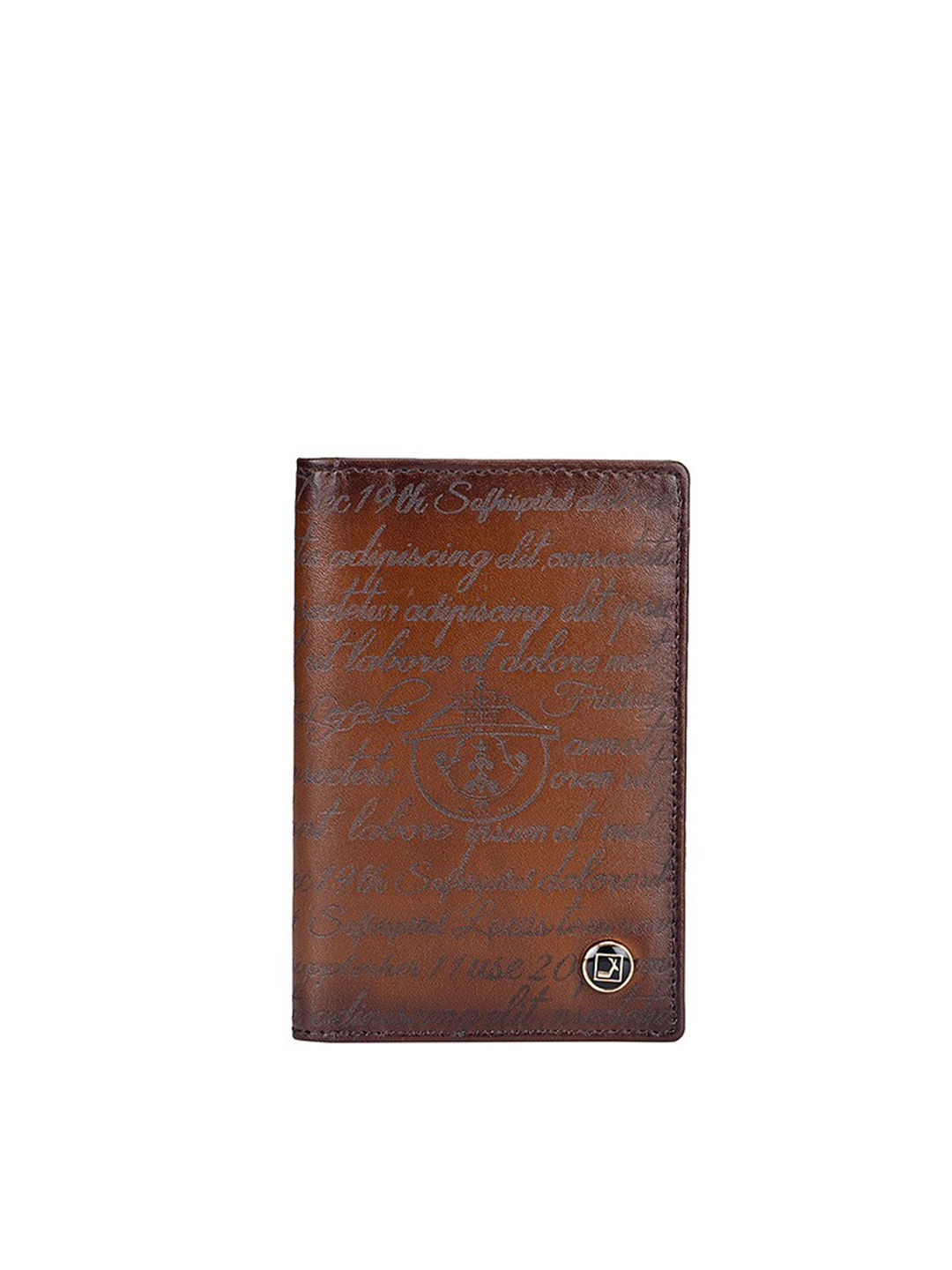 

Da Milano Typography Printed Leather Two Fold Wallet, Brown