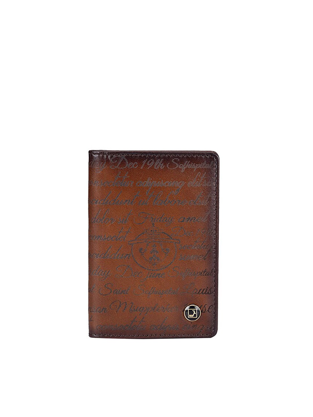 

Da Milano Typography Printed Leather Card Holder, Brown